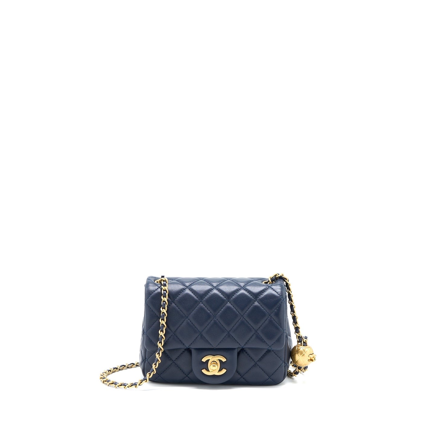 Chanel Pearl Crush Mini Square Lambskin Navy Brushed
