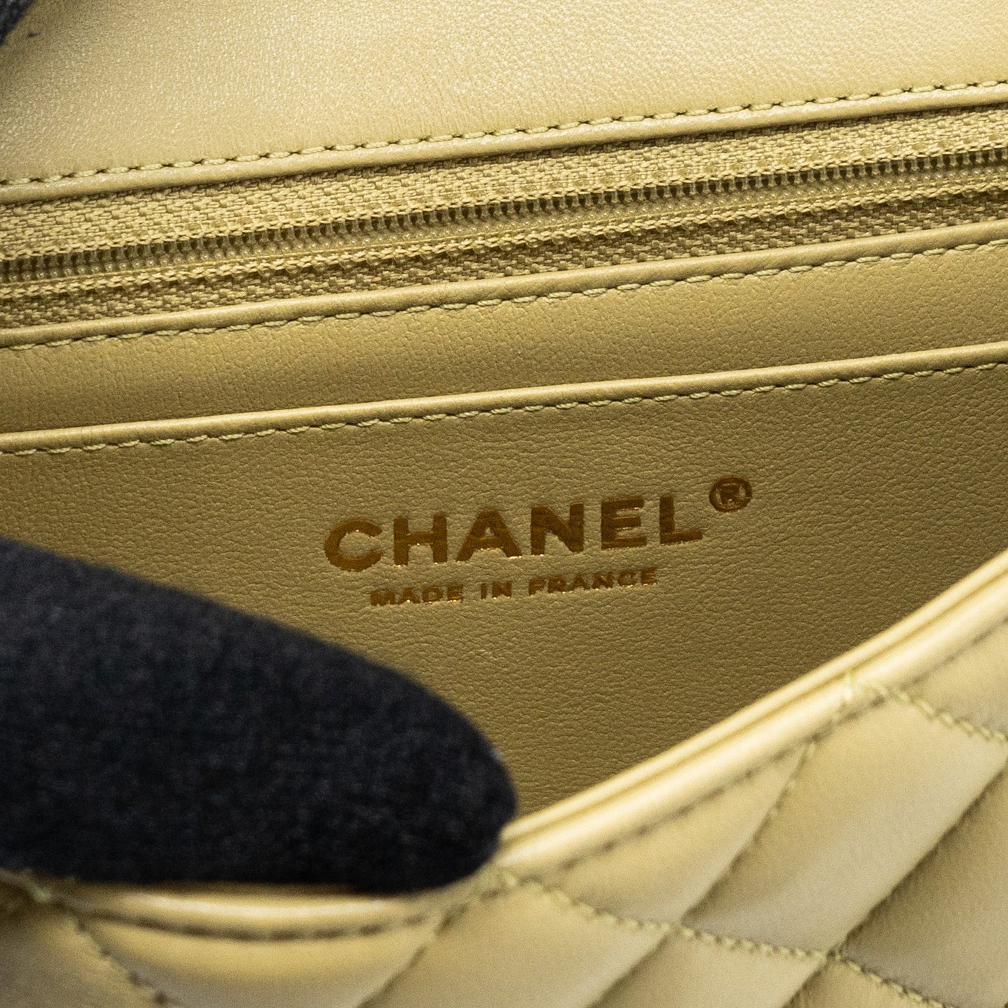 Chanel quilted flap bag with coco love chain lambskin khaki green (Microchip)