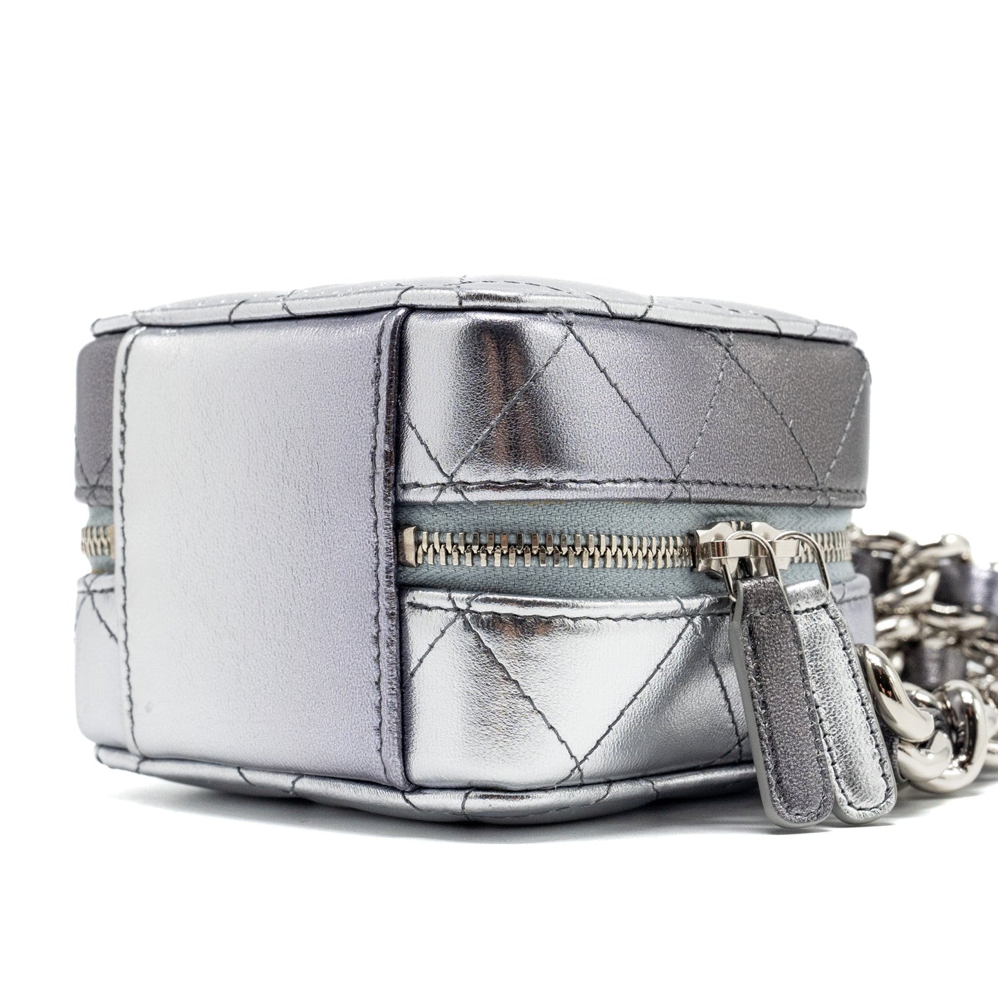 Chanel 22c coco punk purse with giant chain lambskin metallic silver/black