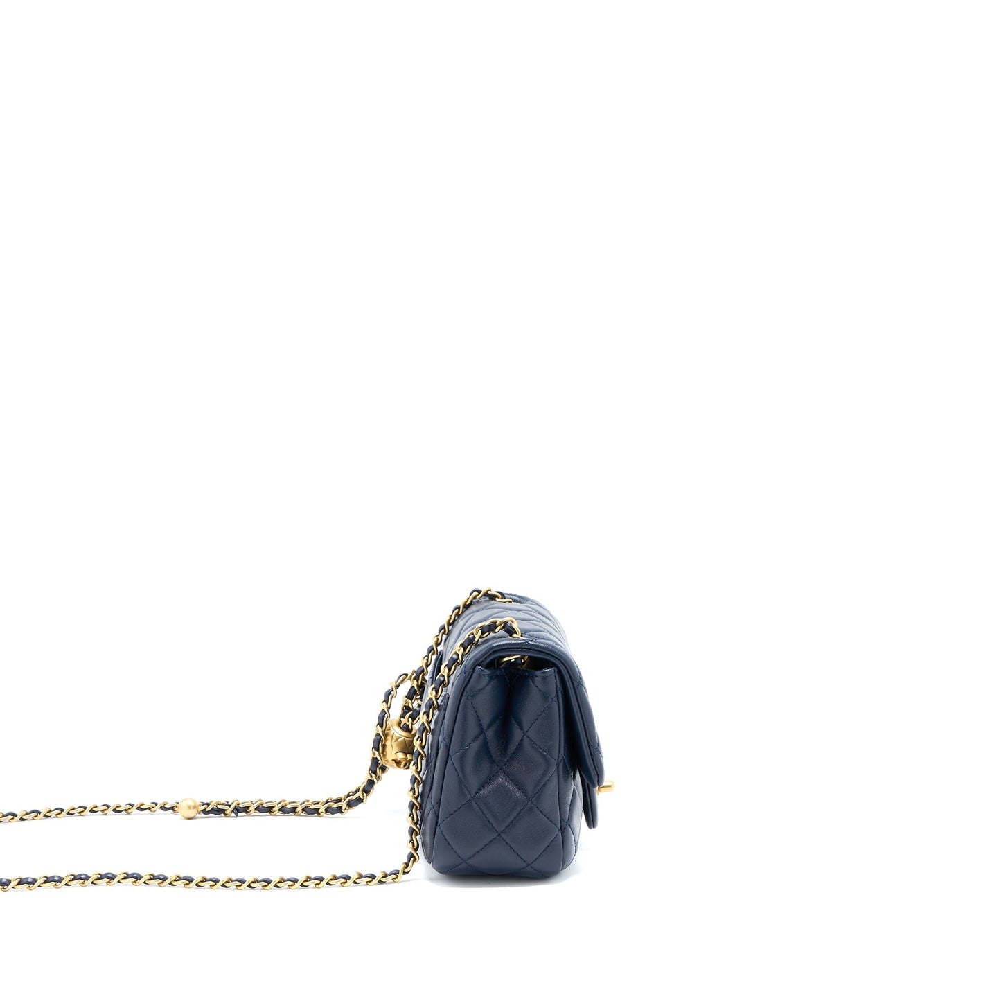 Chanel Pearl Crush Mini Square Lambskin Navy Brushed