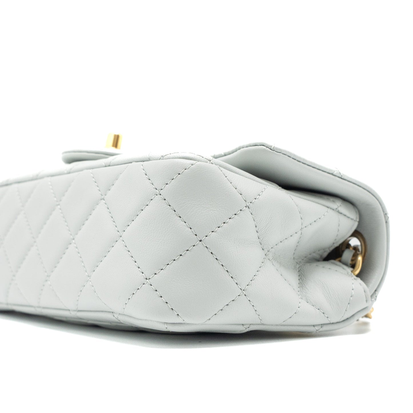 Chanel Pearl Crush Mini Rectangular Lambskin Light Grey Brushed  (Microchip)