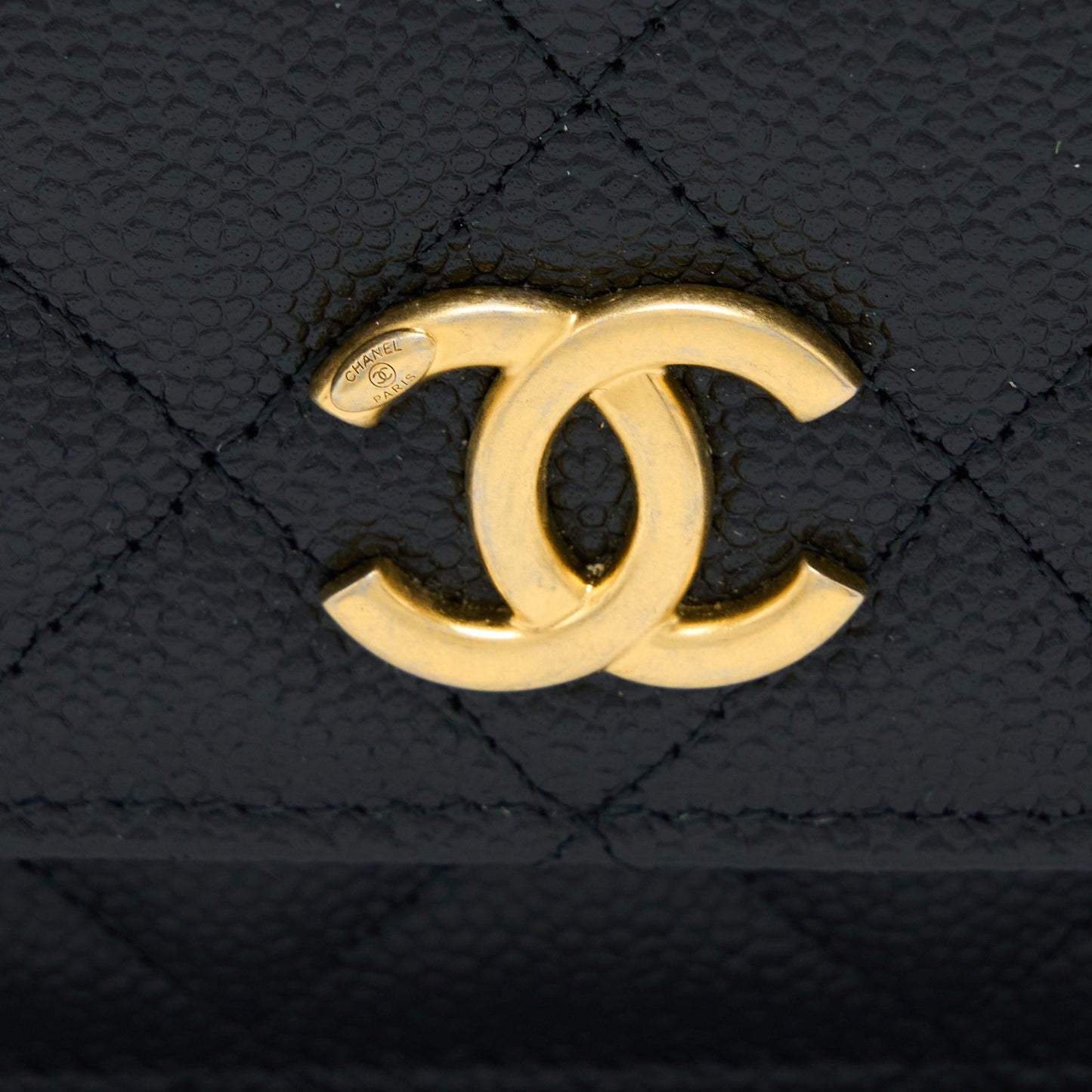 Chanel Letter Top Handle Wallet On Chain Caviar Black