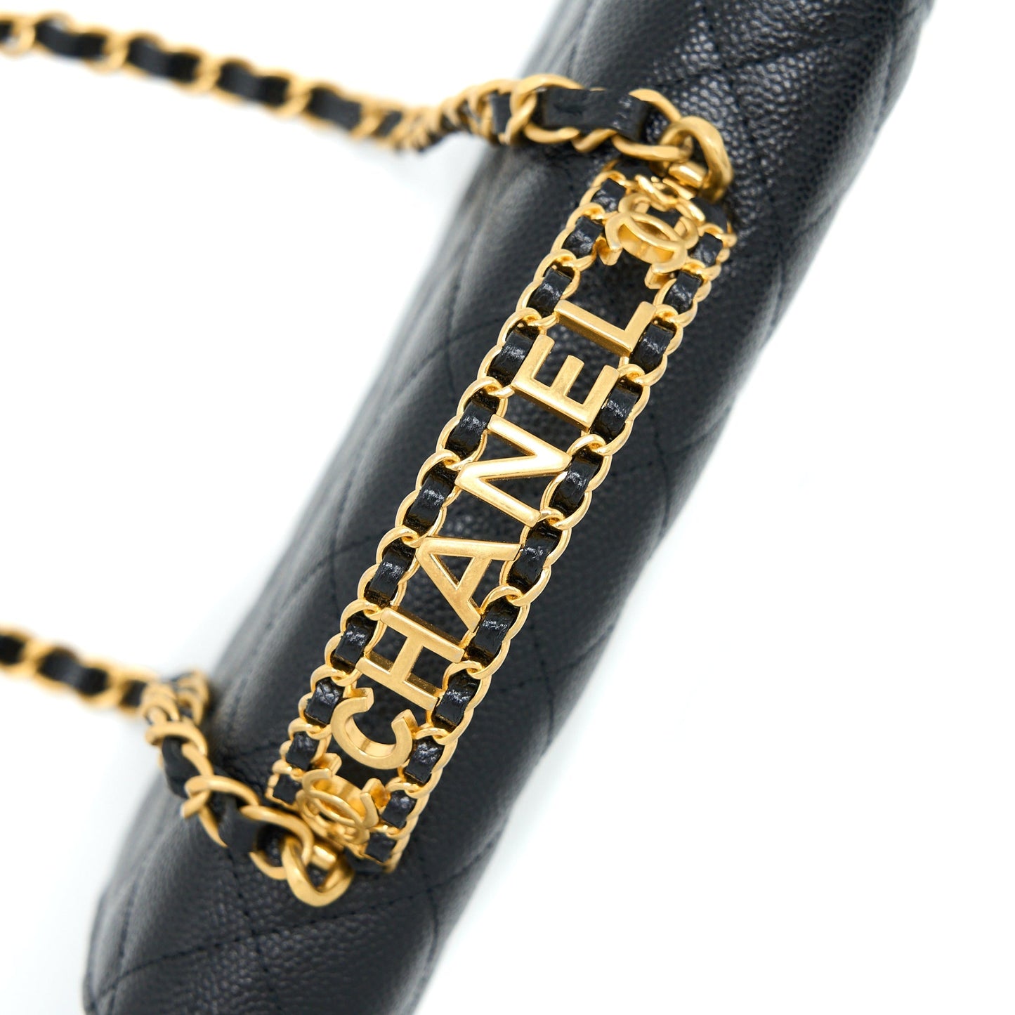 Chanel Letter Top Handle Wallet On Chain Caviar Black