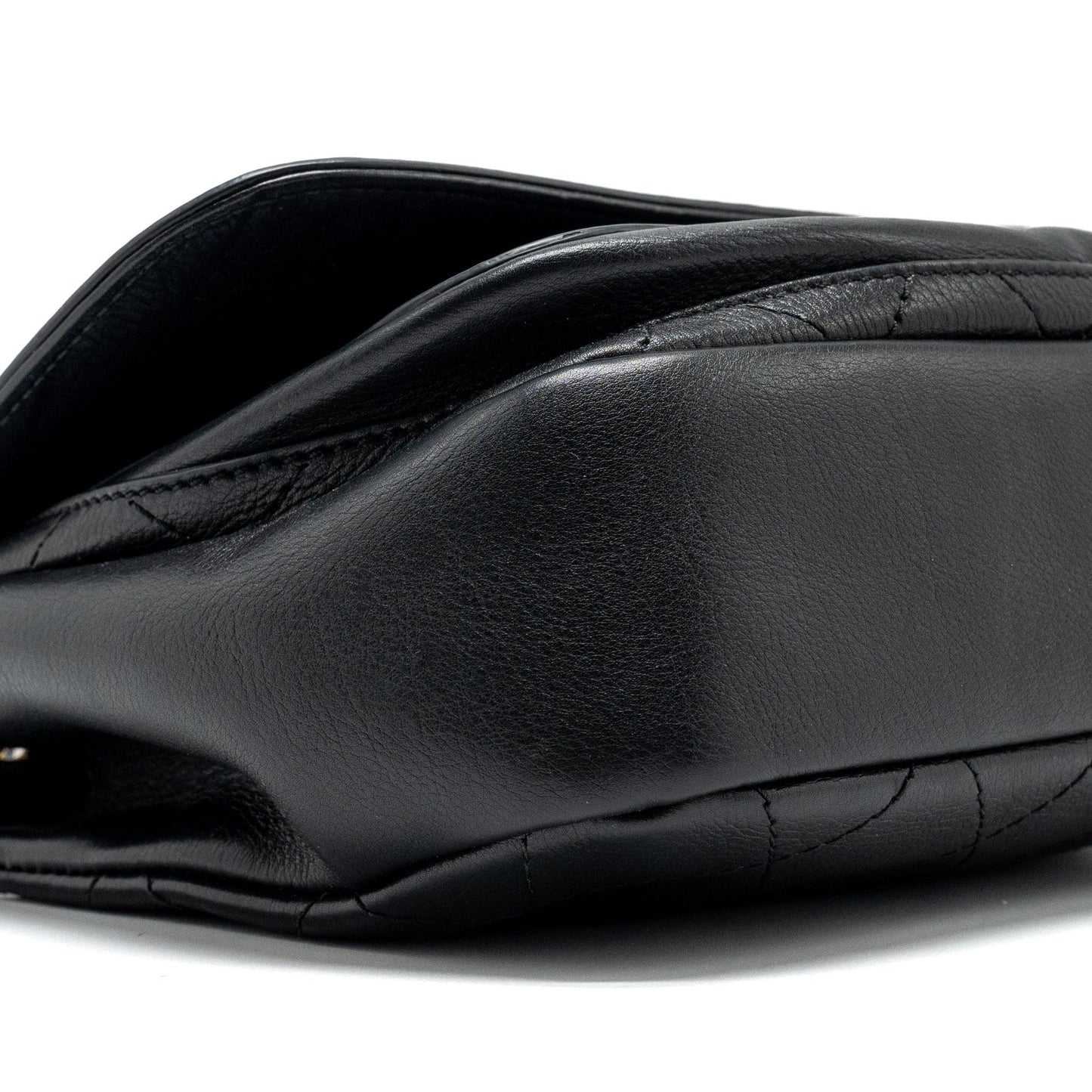 Chanel half moon quilted flap bag Grained Calfskin black