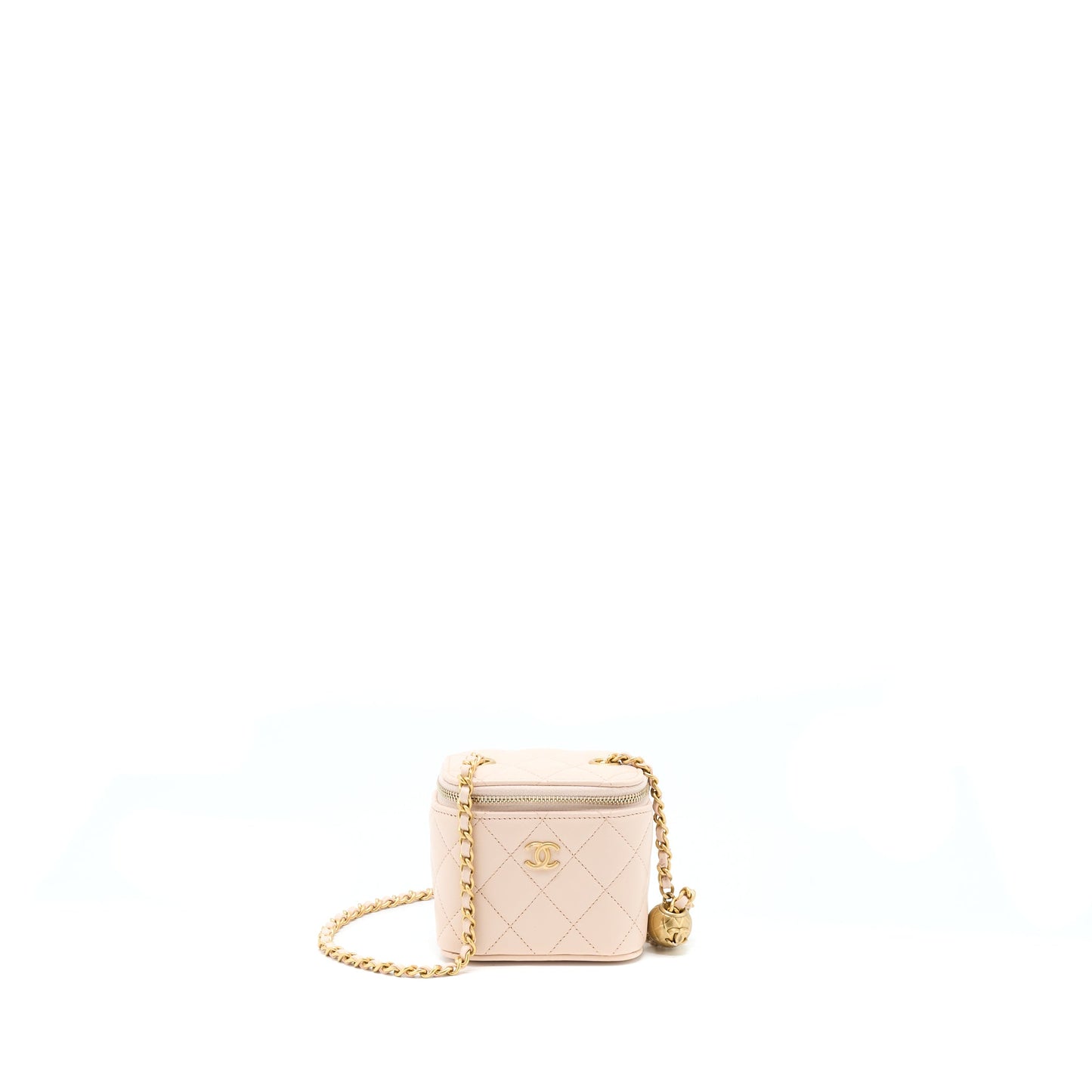 Chanel Pearl Crush Mini Vanity With Chain Lambskin Light Pink