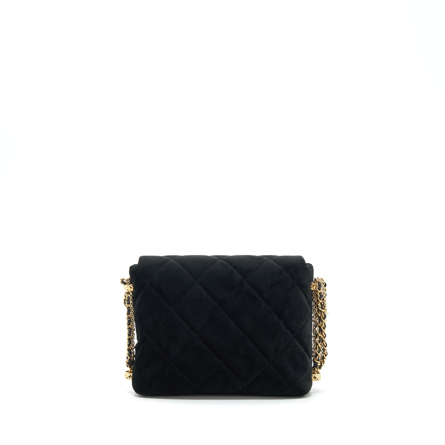 Chanel Flap Bag Leather Chain/Pearl Buckle Velvet Black