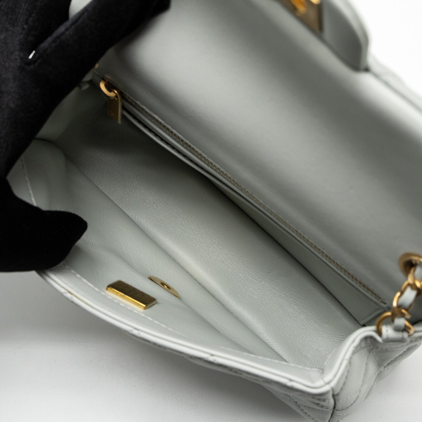 Chanel Pearl Crush Mini Rectangular Lambskin Light Grey Brushed  (Microchip)