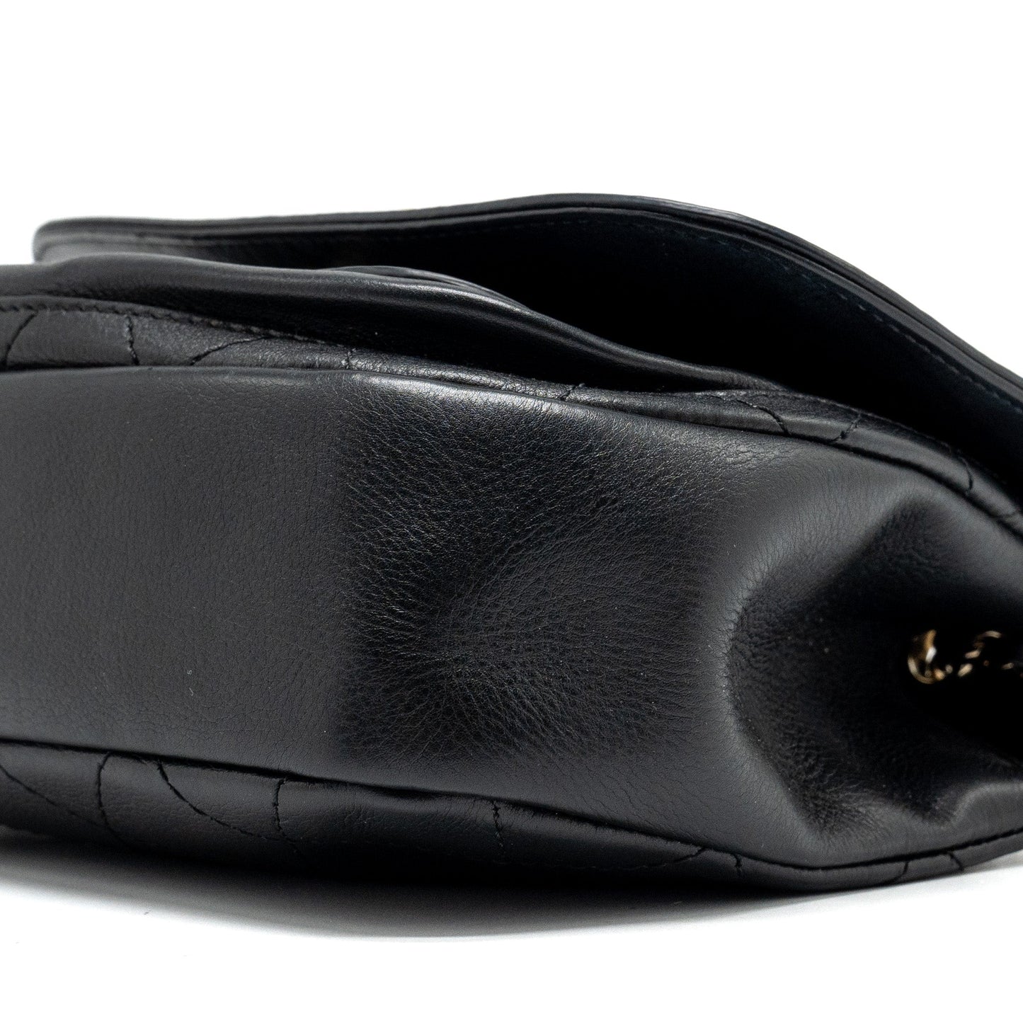 Chanel half moon quilted flap bag Grained Calfskin black