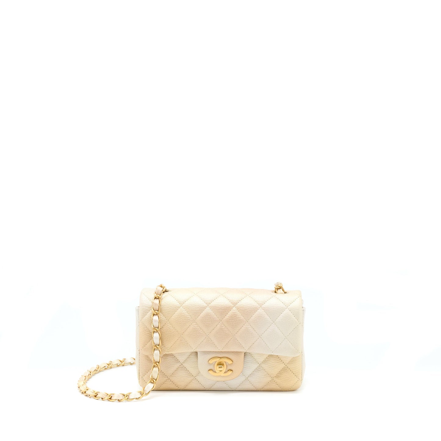 Chanel 22C Mini Rectangular Flap Bag Goatskin Ombre Beige Brushed