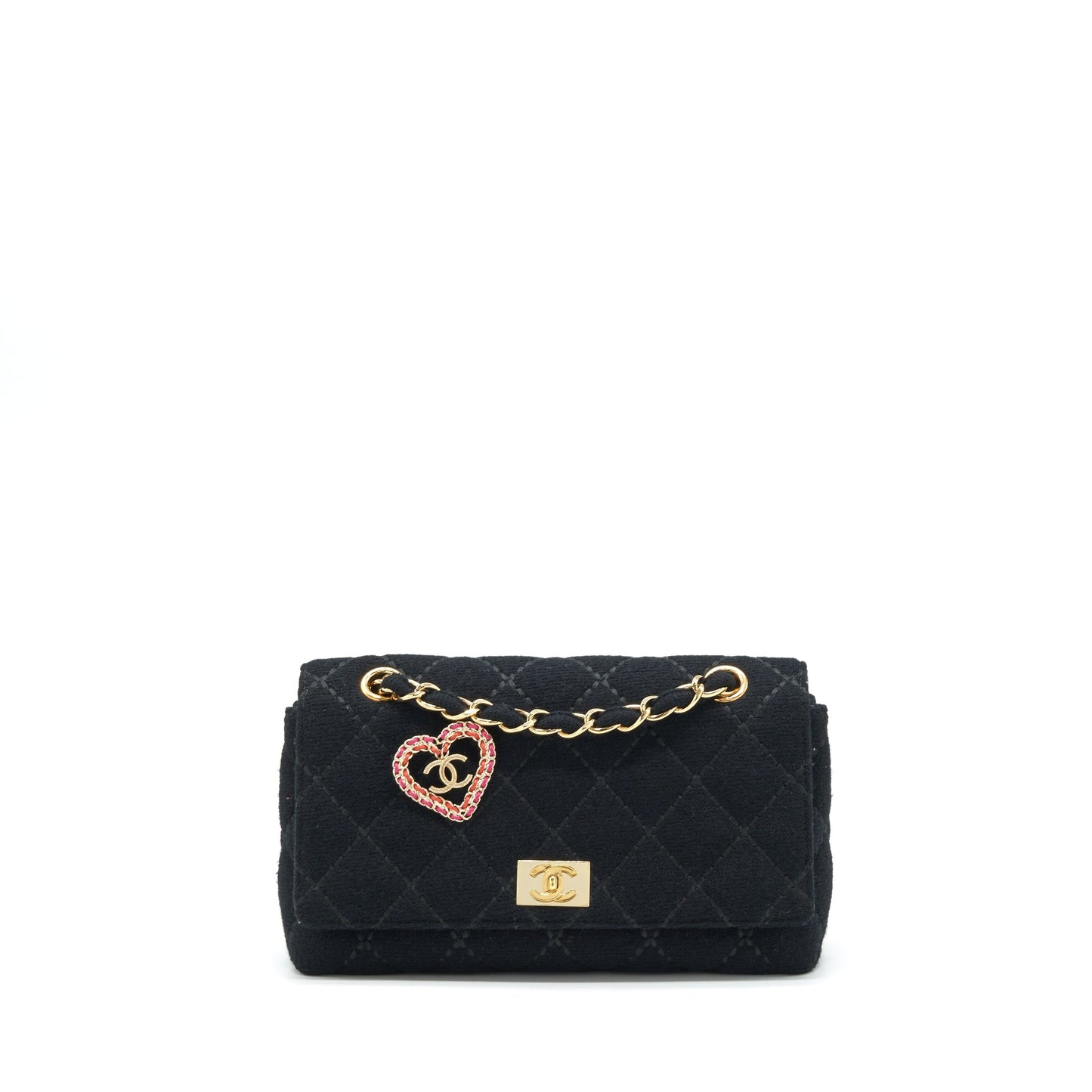 Chanel  Shoulder Bag fabric Black  With An Extra Bag Charm