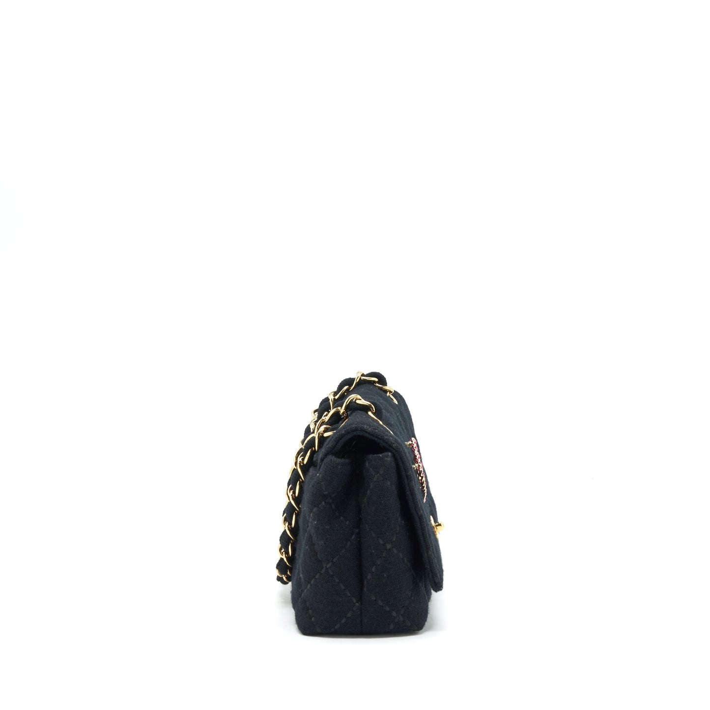 Chanel  Shoulder Bag fabric Black  With An Extra Bag Charm