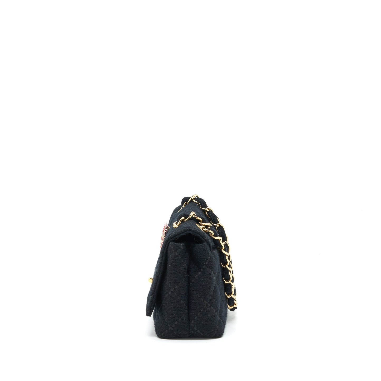 Chanel  Shoulder Bag fabric Black  With An Extra Bag Charm