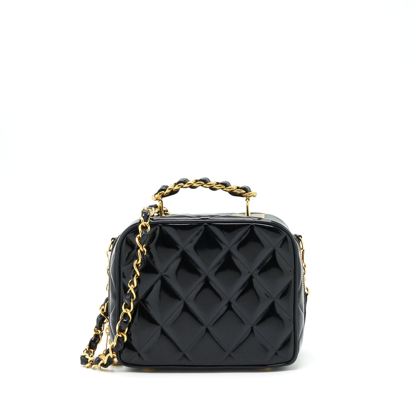 Chanel  Top Handle Vanity Case Patent Black