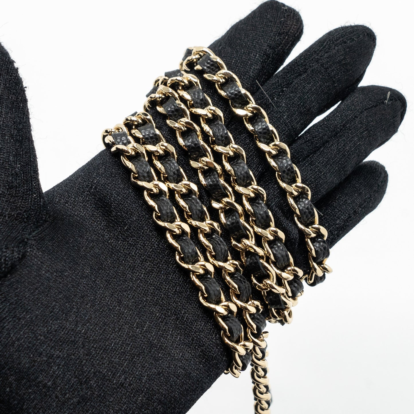 chanel 23p top handle mini flap bag with chain caviar black L (microchip)