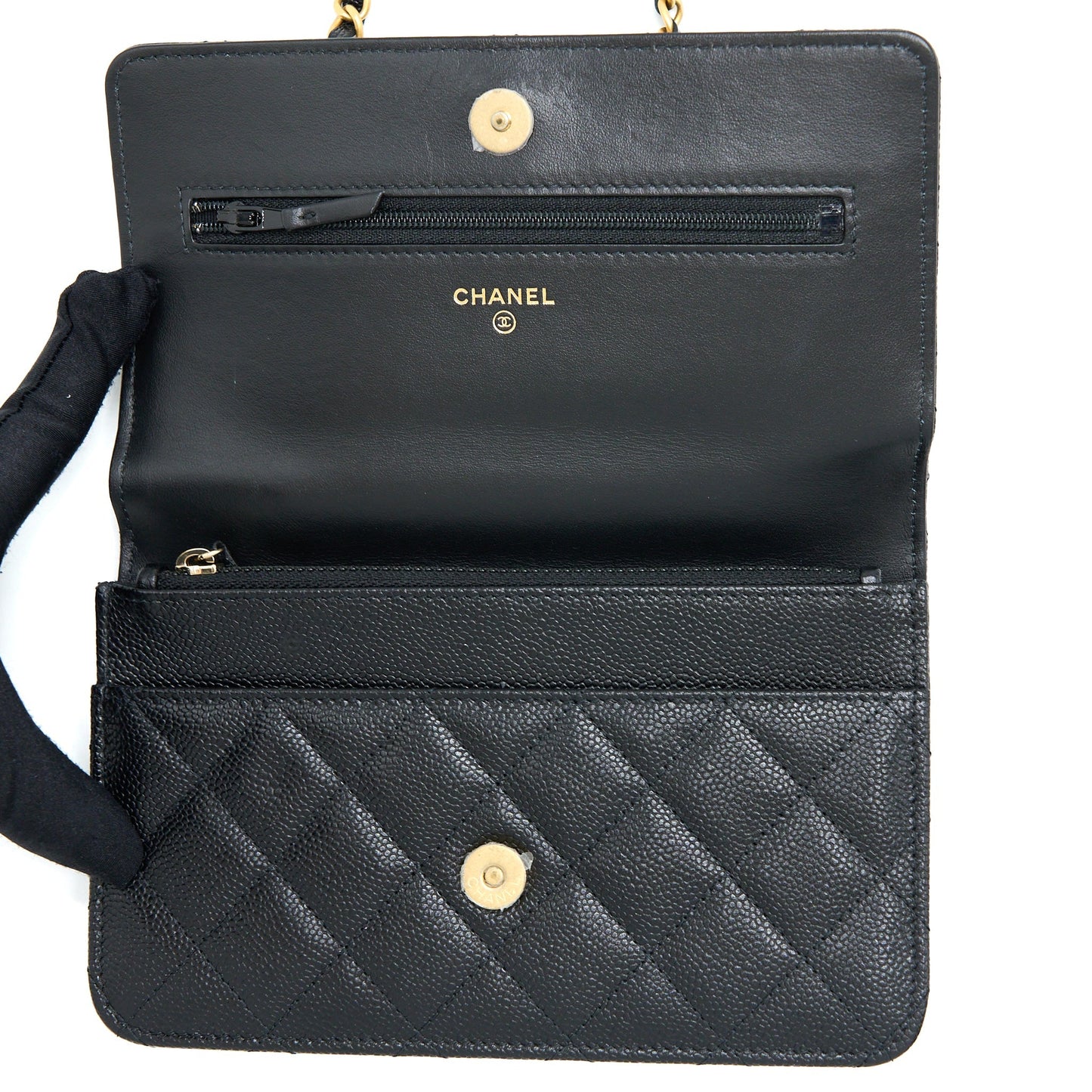 Chanel Letter Top Handle Wallet On Chain Caviar Black