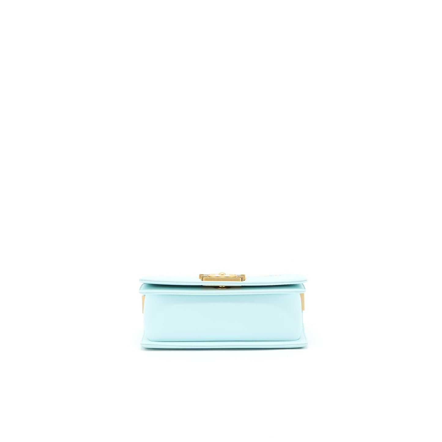 Chanel Small Boy Bag Chevron Calfskin Light Blue/Multicolour Brushed
