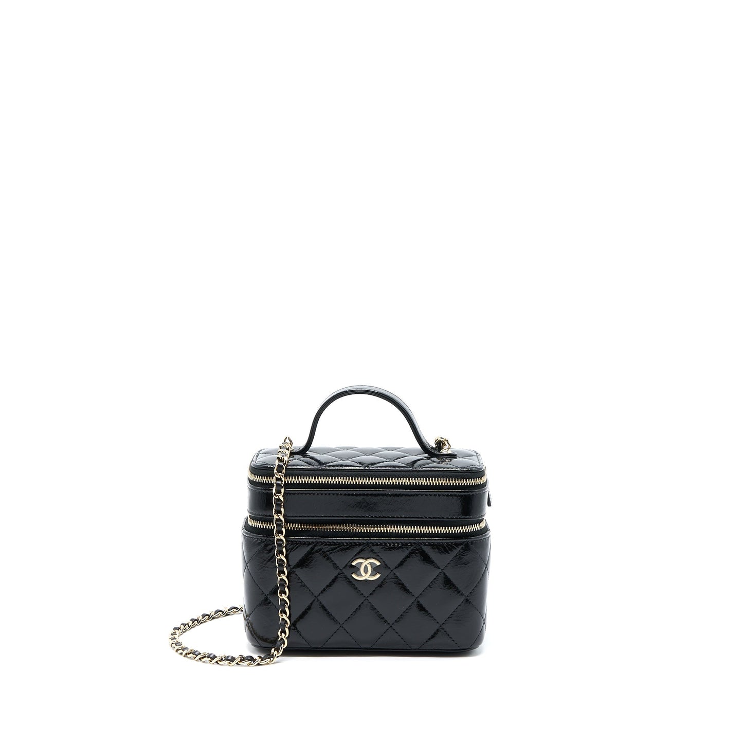 Chanel Vanity Case Glazed Lambskin Black L