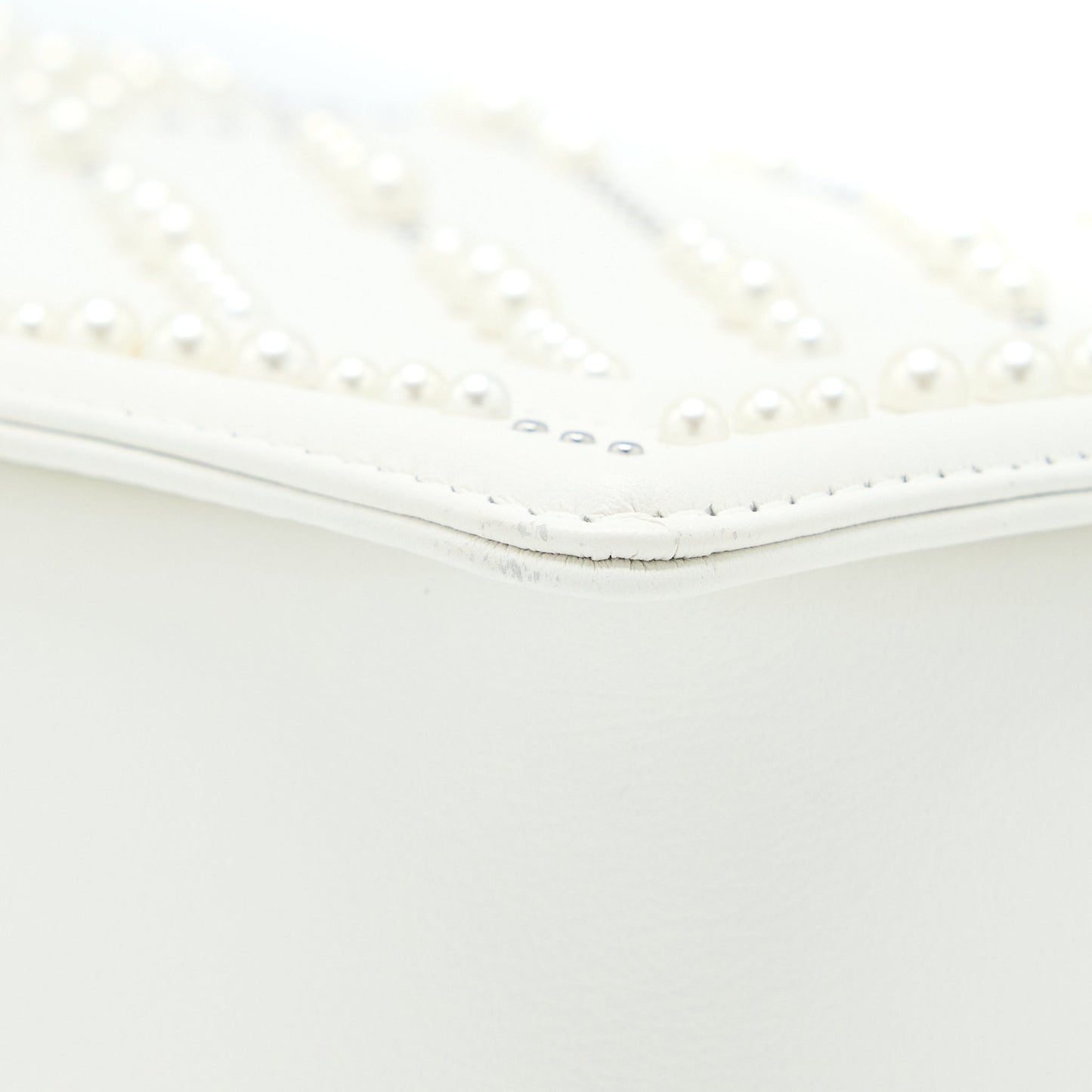Chanel Medium Boy Bag Chevron Limited Lambskin With Pearl White