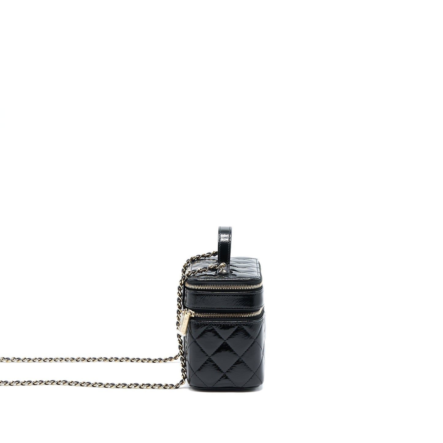 Chanel Vanity Case Glazed Lambskin Black L