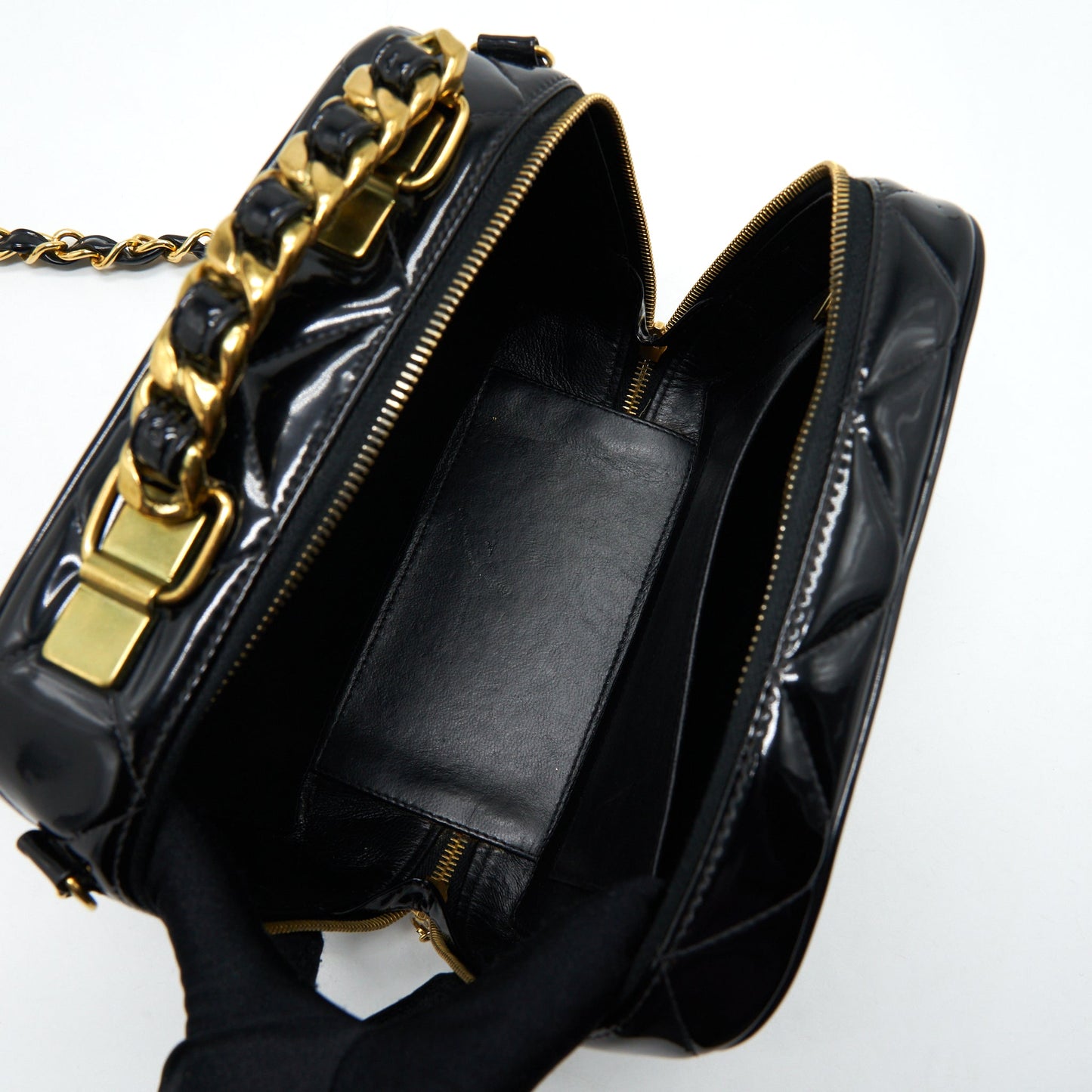Chanel  Top Handle Vanity Case Patent Black