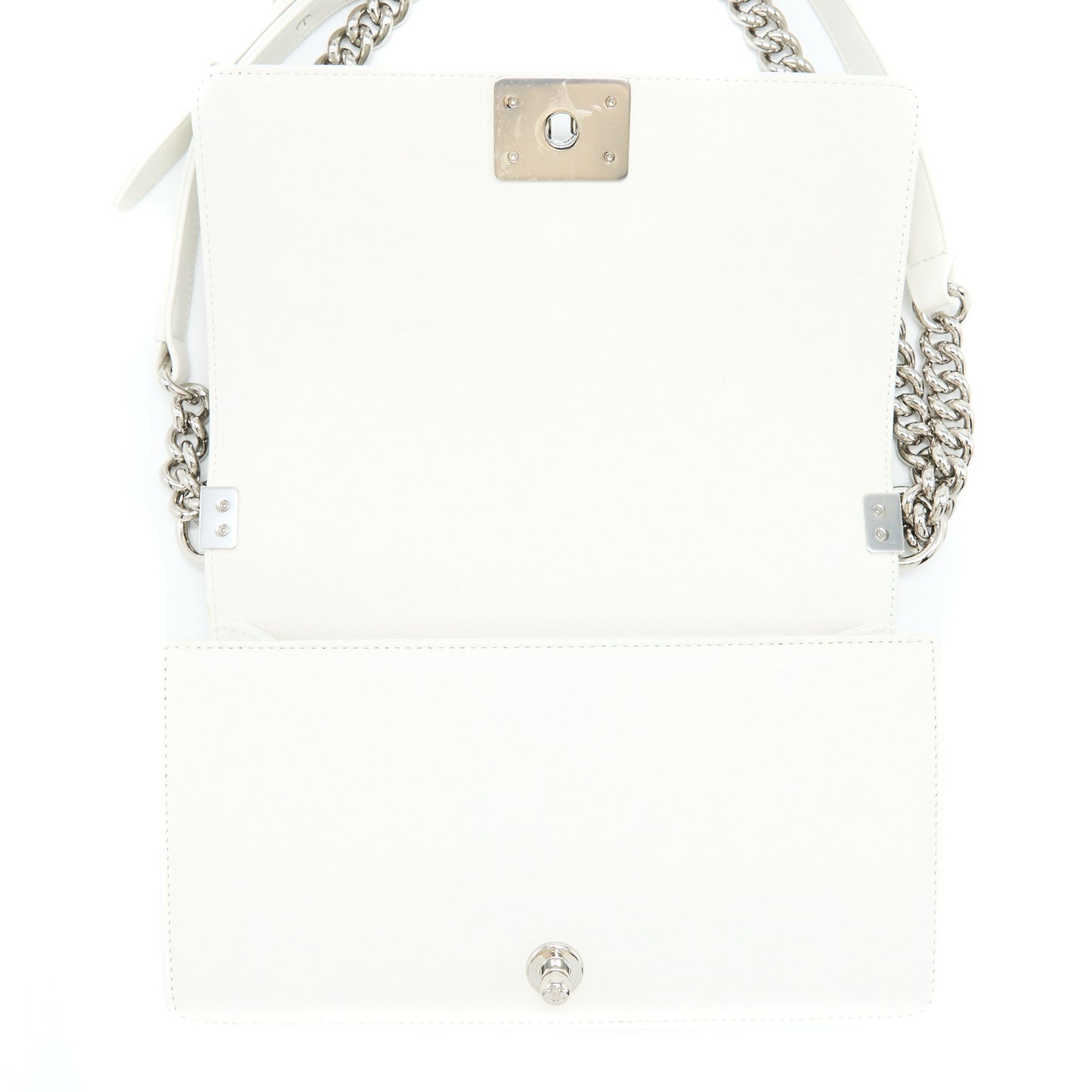 Chanel Medium Boy Bag Chevron Limited Lambskin With Pearl White
