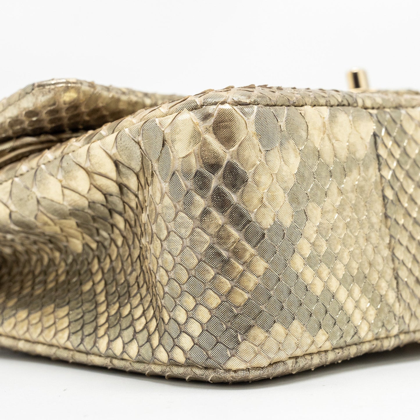 Chanel medium classic double flap bag python Gold