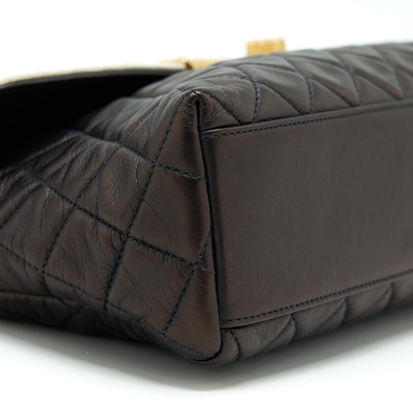Chanel  Single Flap Bag Lambskin Dark Brown