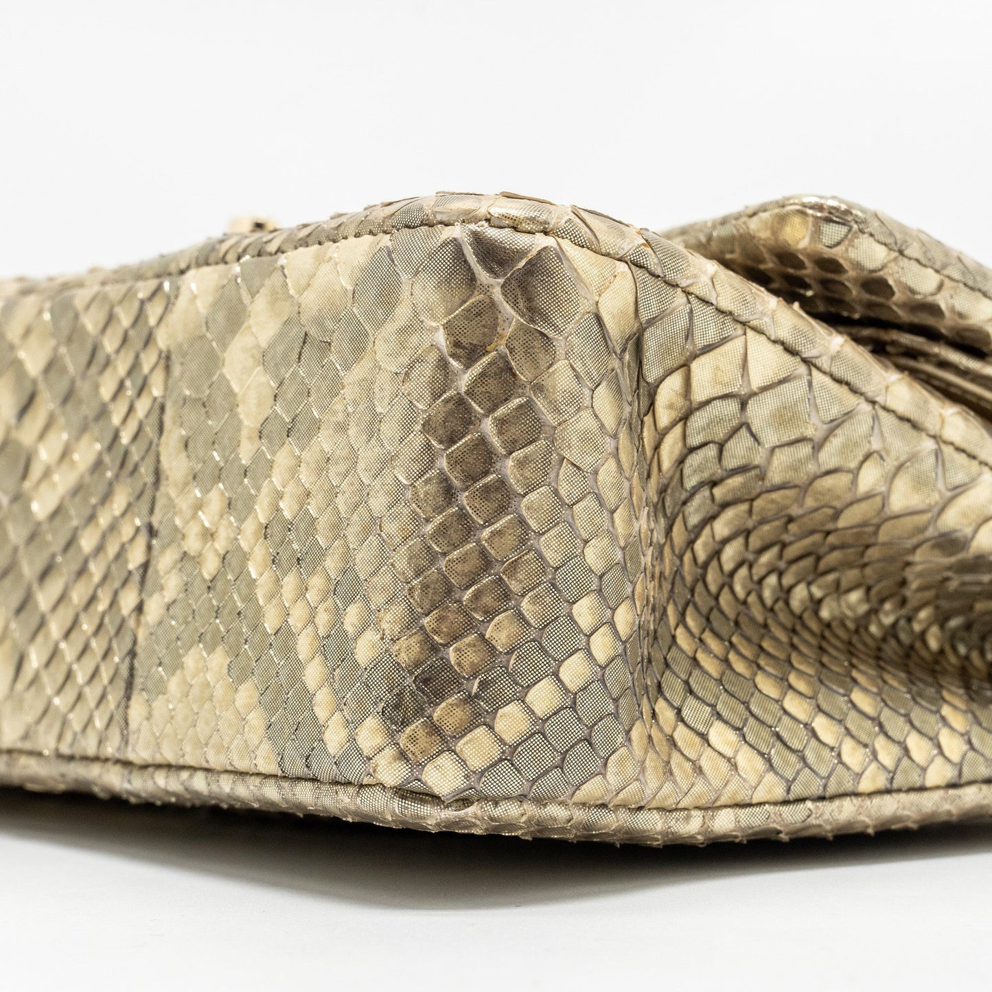 Chanel medium classic double flap bag python Gold