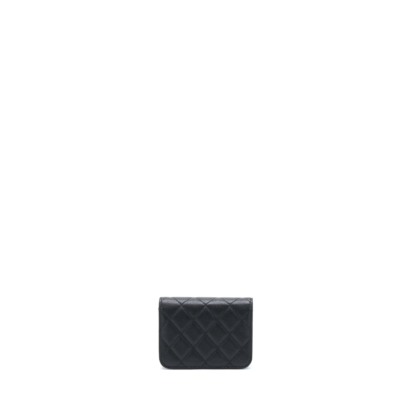 Chanel Mini Flap Card Holder With Chain Caviar Black L