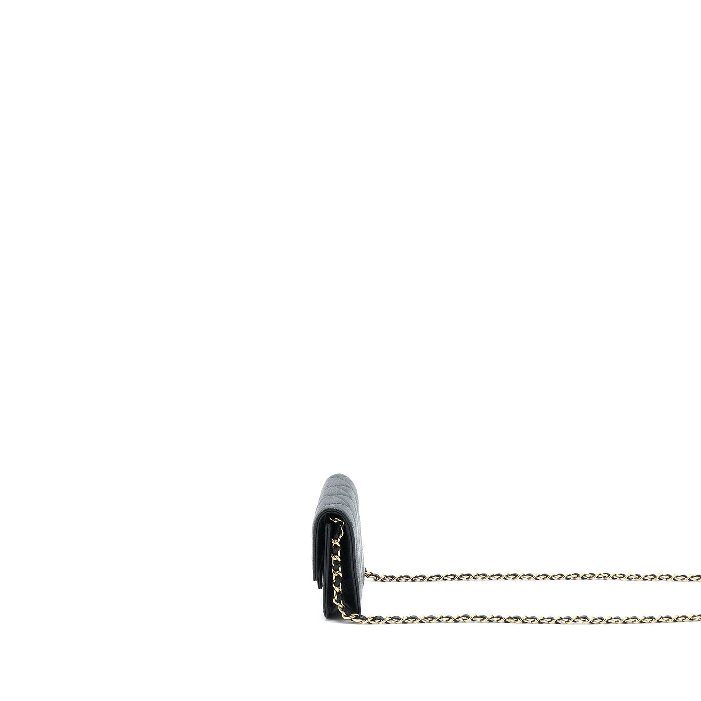 Chanel Mini Flap Card Holder With Chain Caviar Black L
