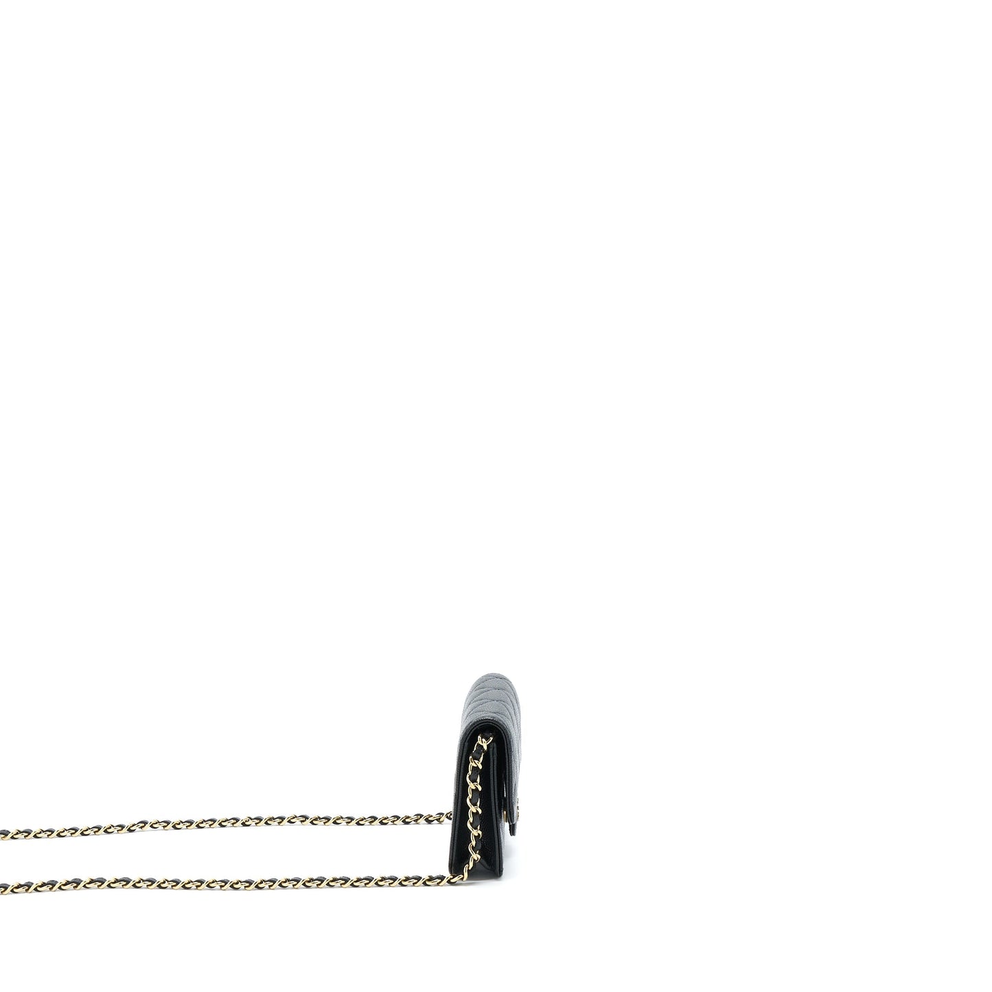 Chanel Mini Flap Card Holder With Chain Caviar Black L