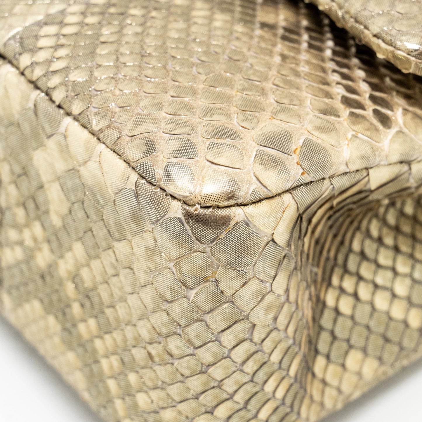 Chanel medium classic double flap bag python Gold