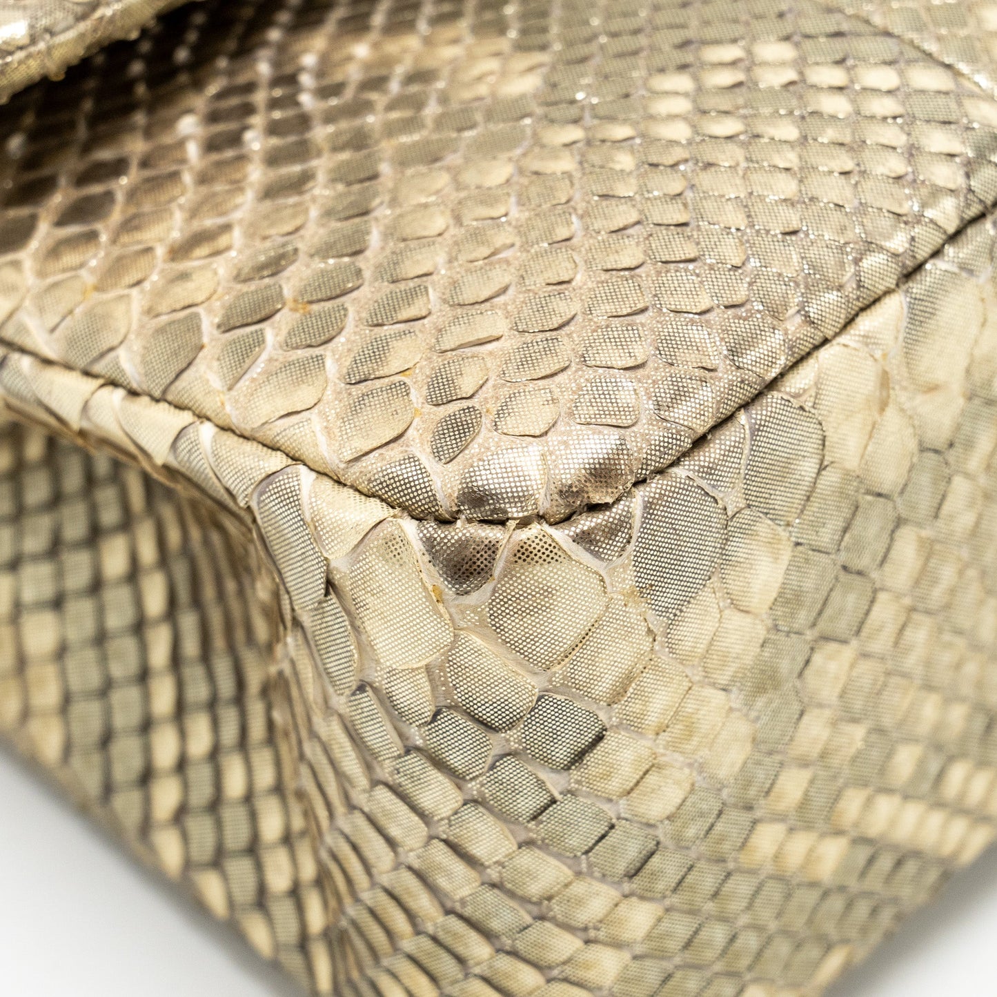 Chanel medium classic double flap bag python Gold