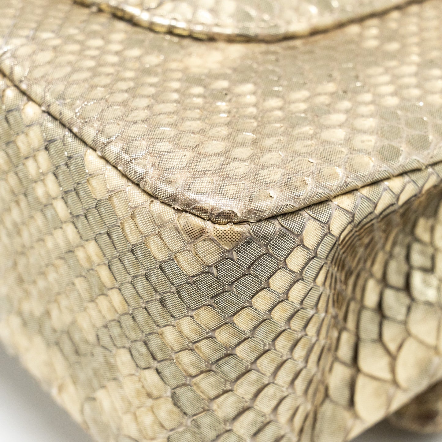 Chanel medium classic double flap bag python Gold