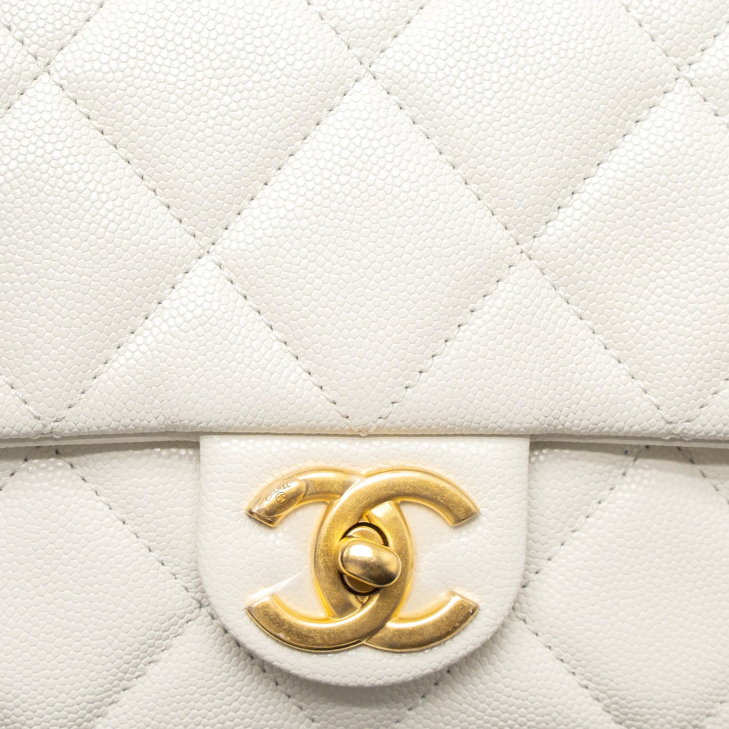 Chanel 22A Small Flap Bag Button on Chain Caviar White Brushed  (Microchip)