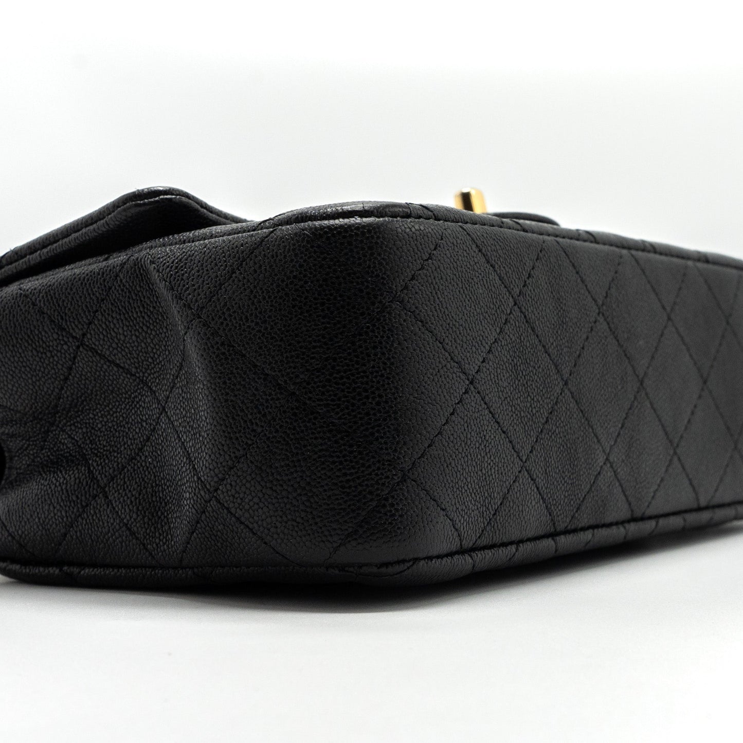 Chanel top handle mini rectangular flap bag grained calfskin black
