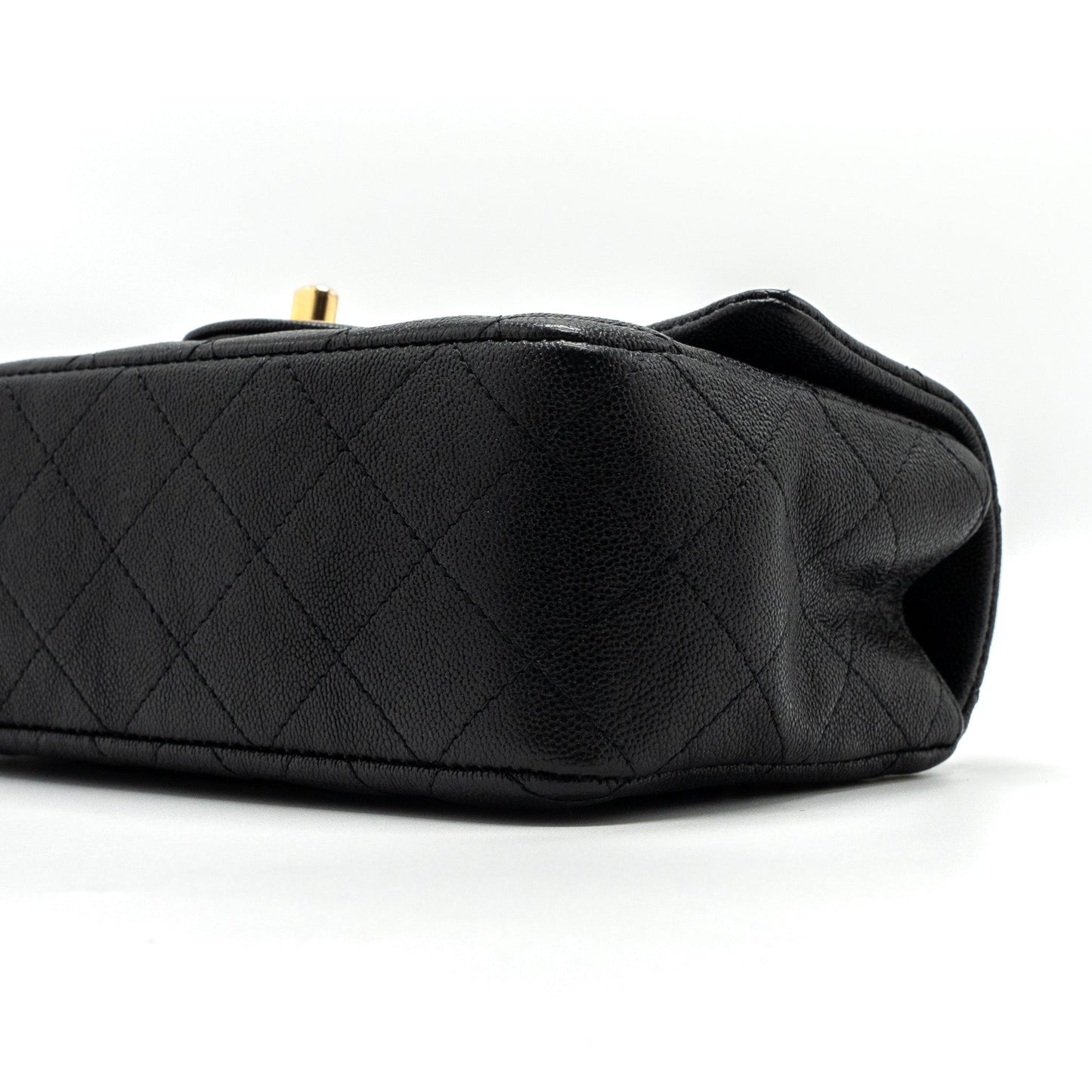 Chanel top handle mini rectangular flap bag grained calfskin black