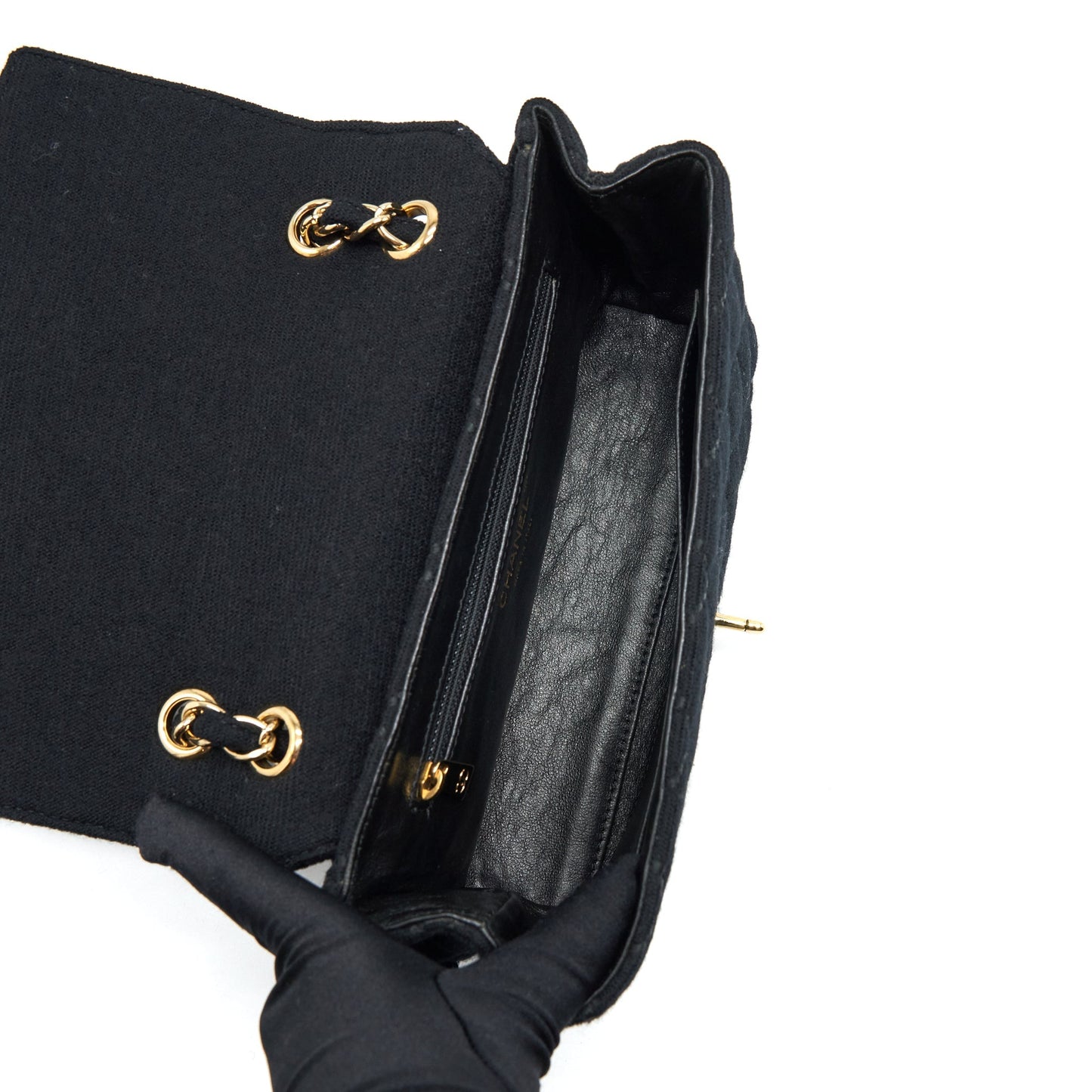 Chanel  Shoulder Bag fabric Black  With An Extra Bag Charm