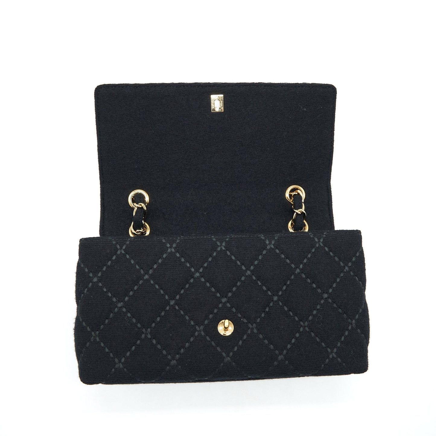 Chanel  Shoulder Bag fabric Black  With An Extra Bag Charm