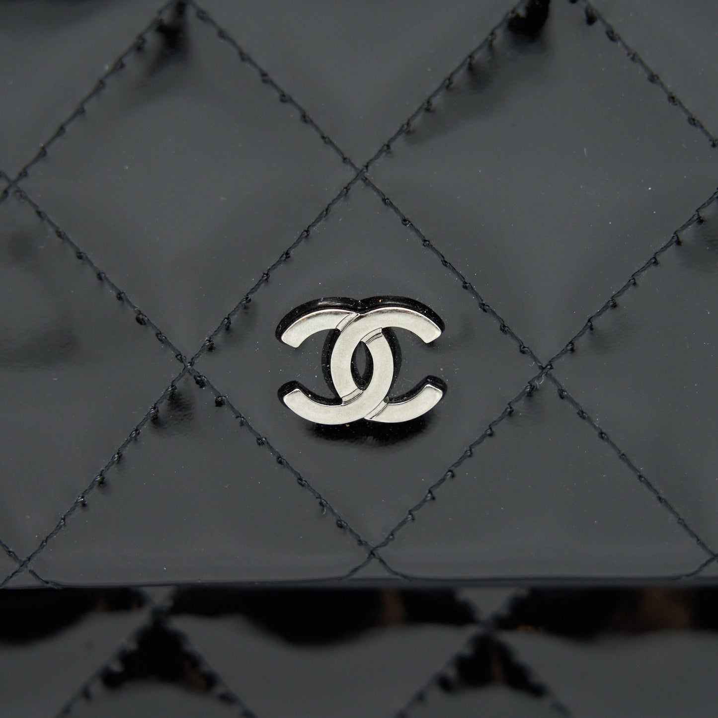 Chanel Fold Over Clutch Patent Leather Black