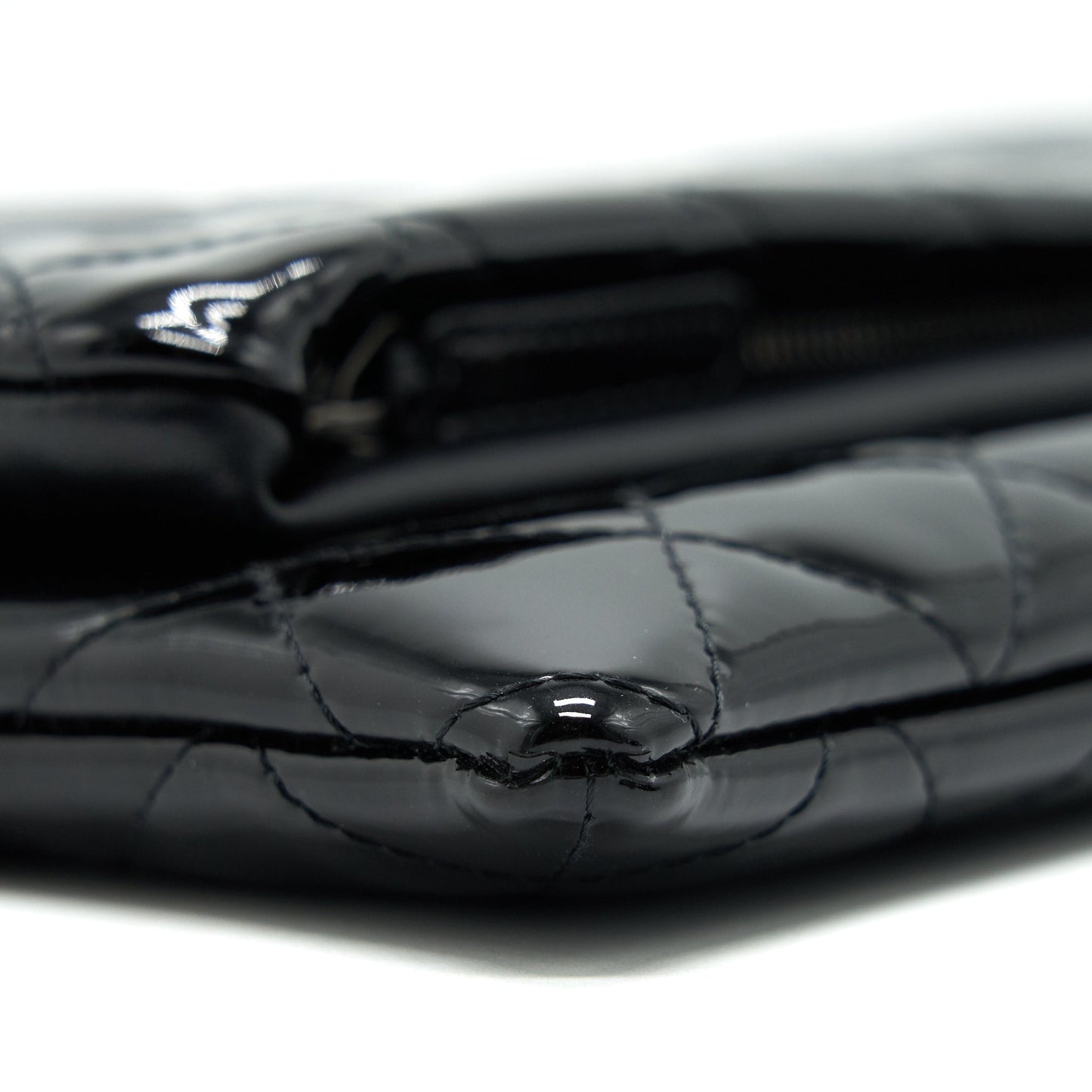 Chanel Fold Over Clutch Patent Leather Black