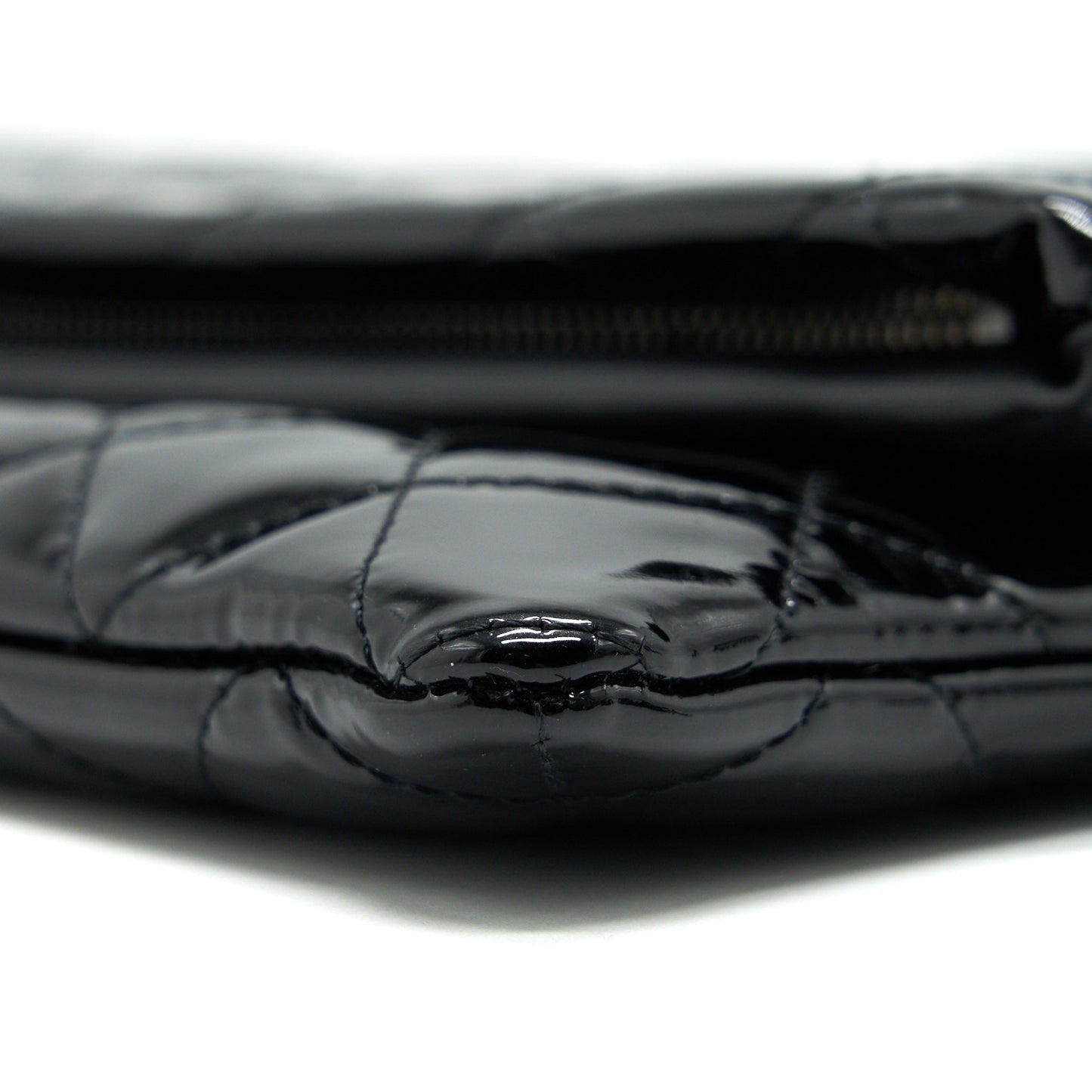 Chanel Fold Over Clutch Patent Leather Black