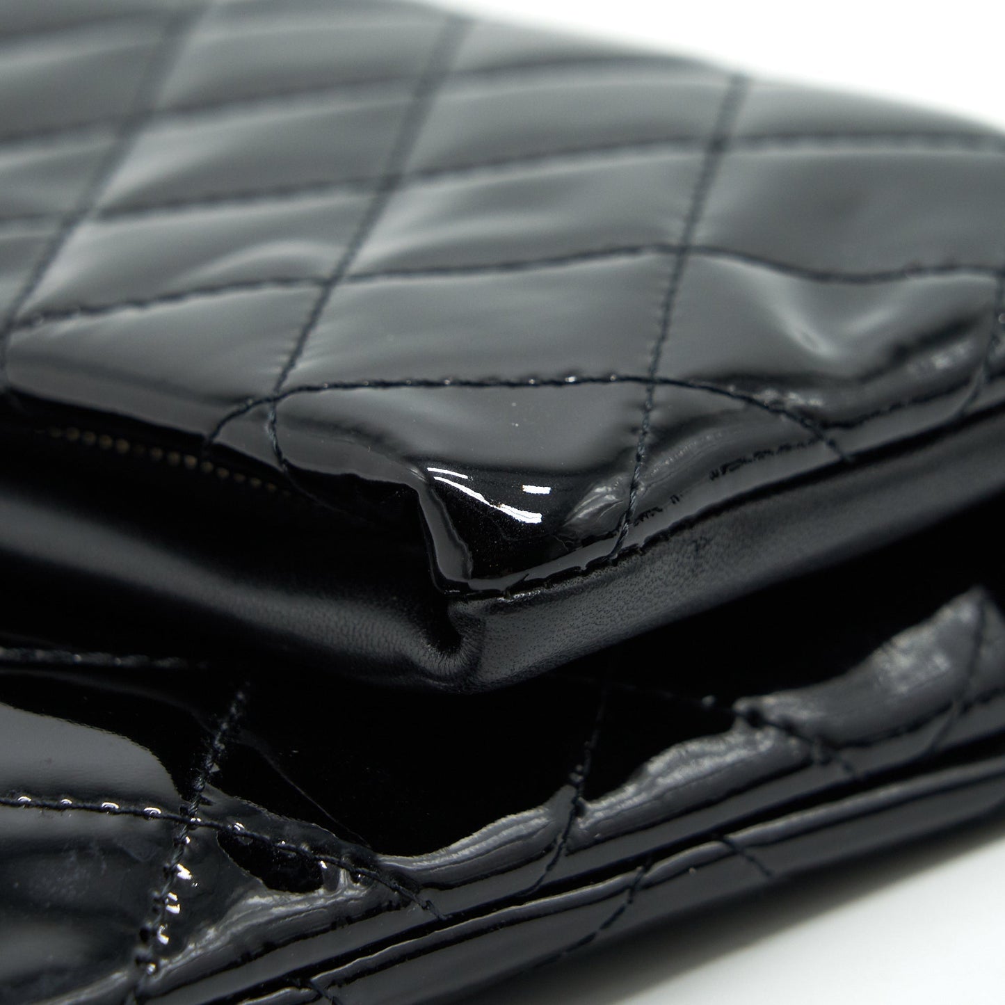 Chanel Fold Over Clutch Patent Leather Black