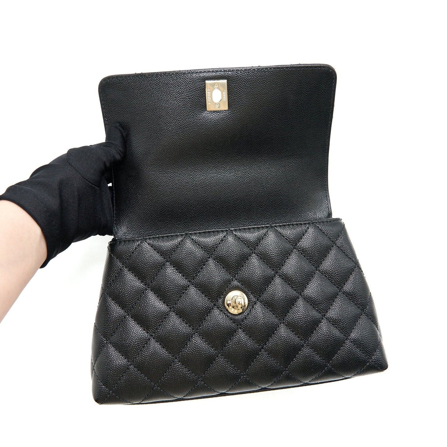 Chanel 21K Small Coco Handle 24cm Caviar Black L
