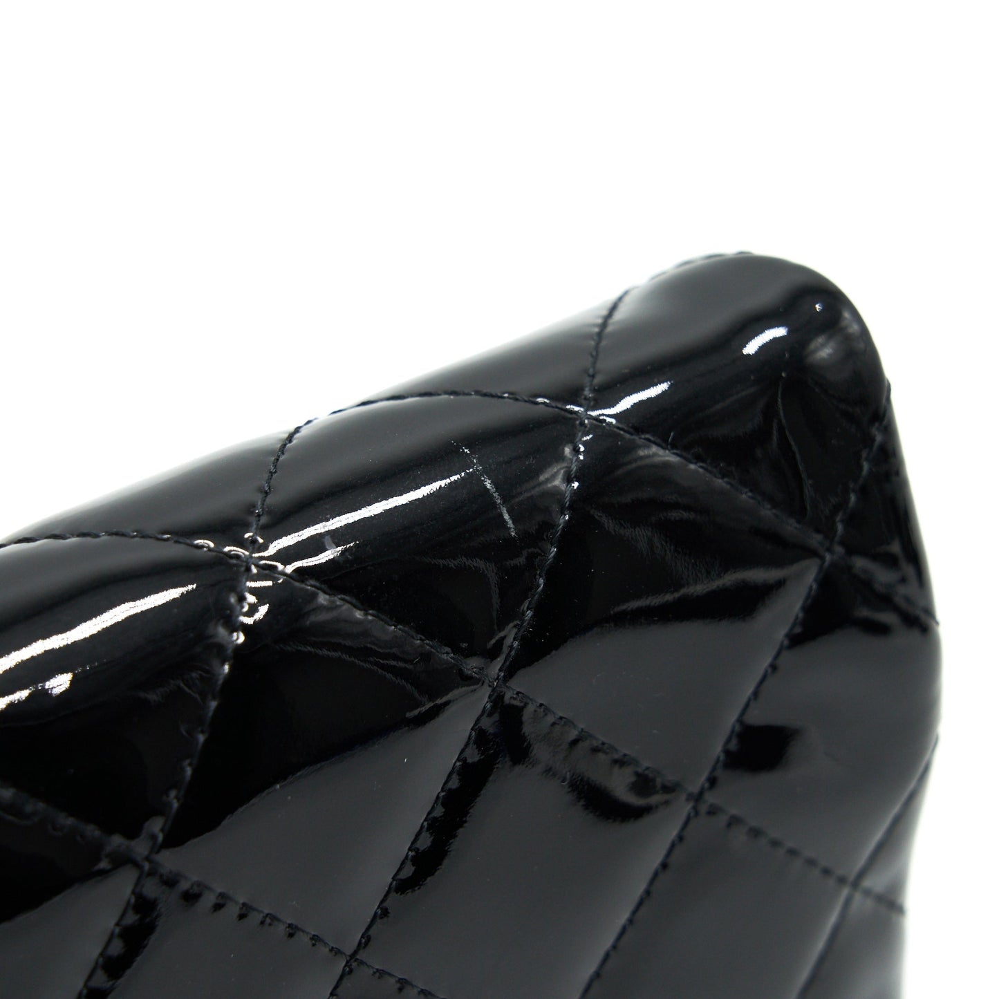 Chanel Fold Over Clutch Patent Leather Black