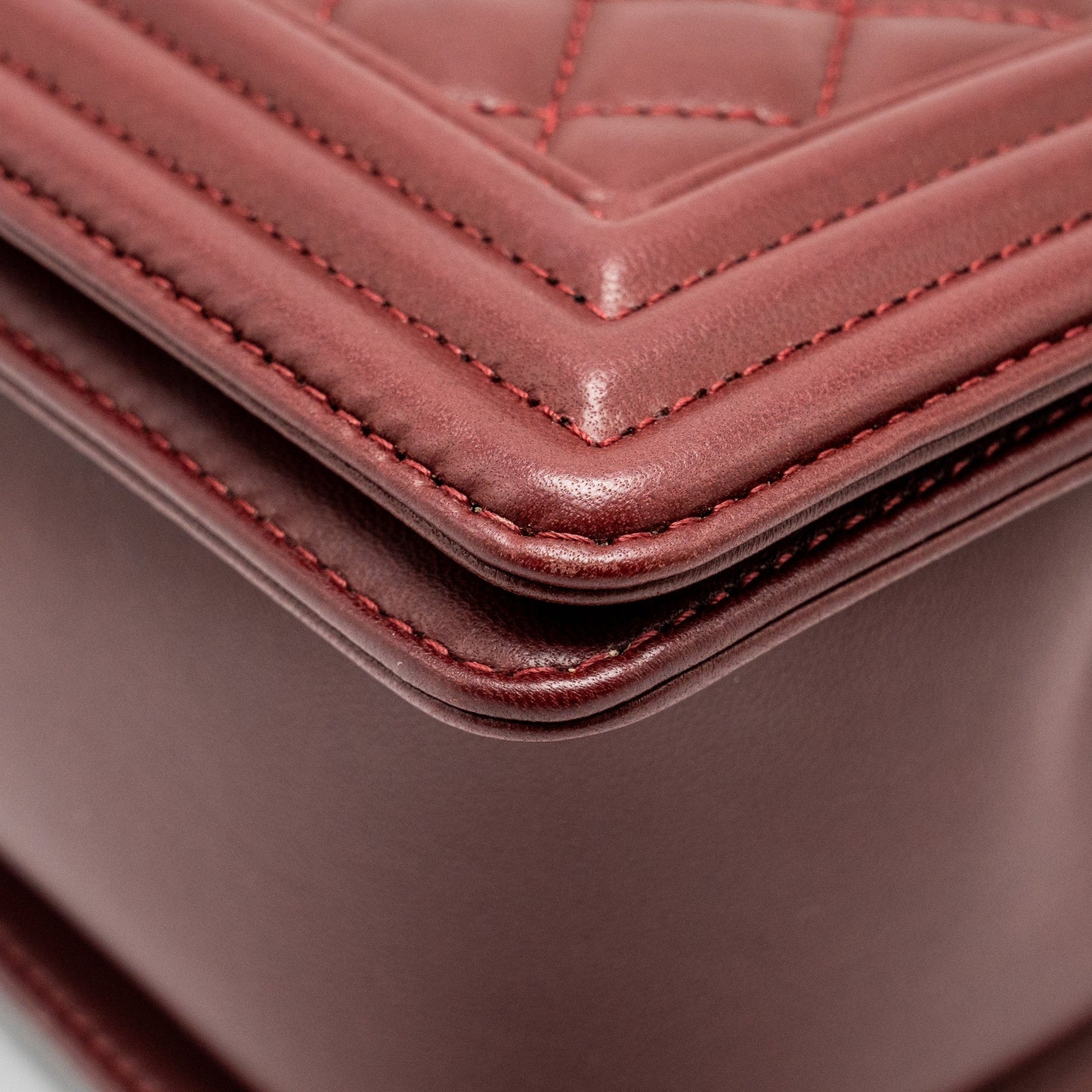 Chanel Medium Boy Bag Lambskin Dark Red L