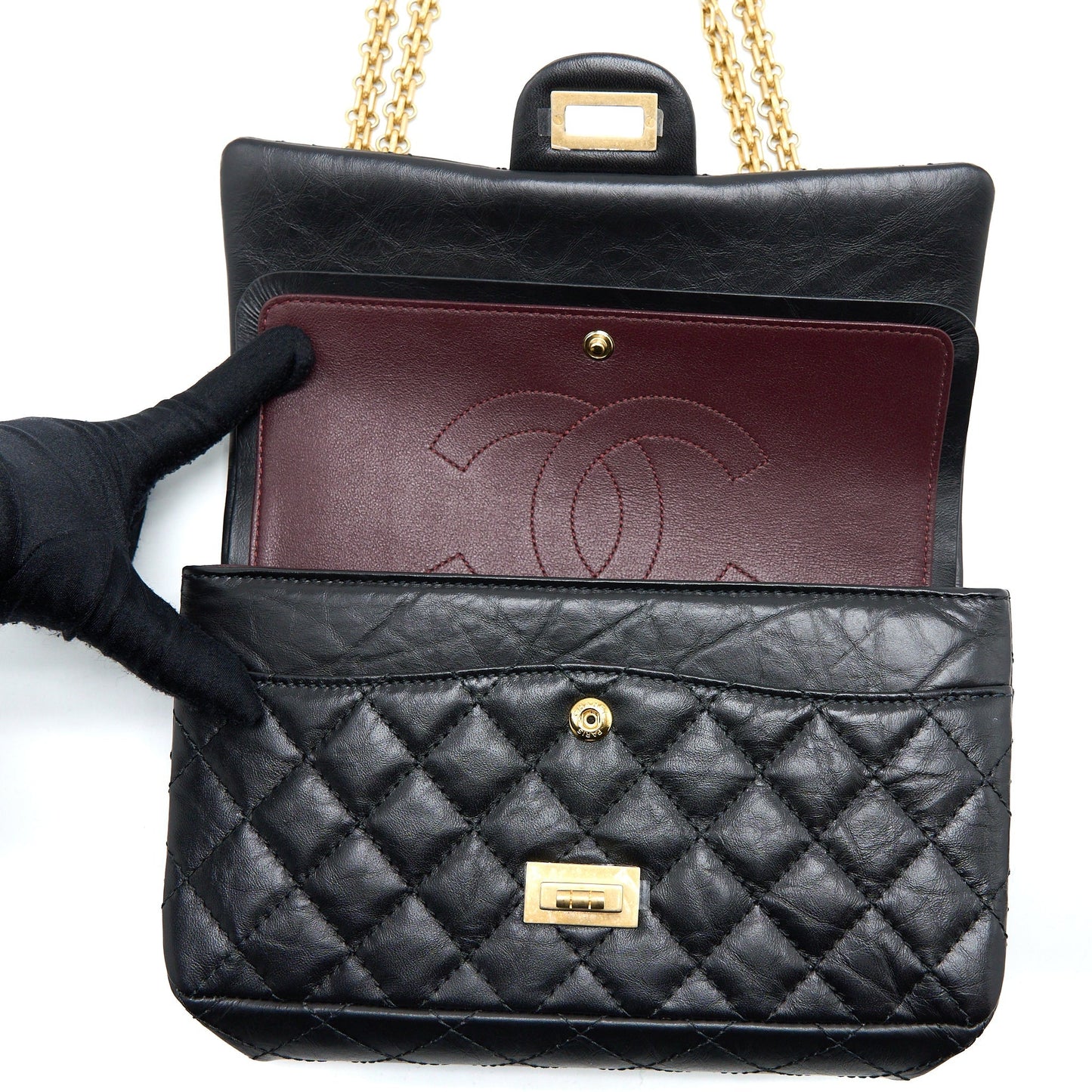 Chanel Small 2.55 225 Reissue Flap Bag Aged Calfskin Black Brushed