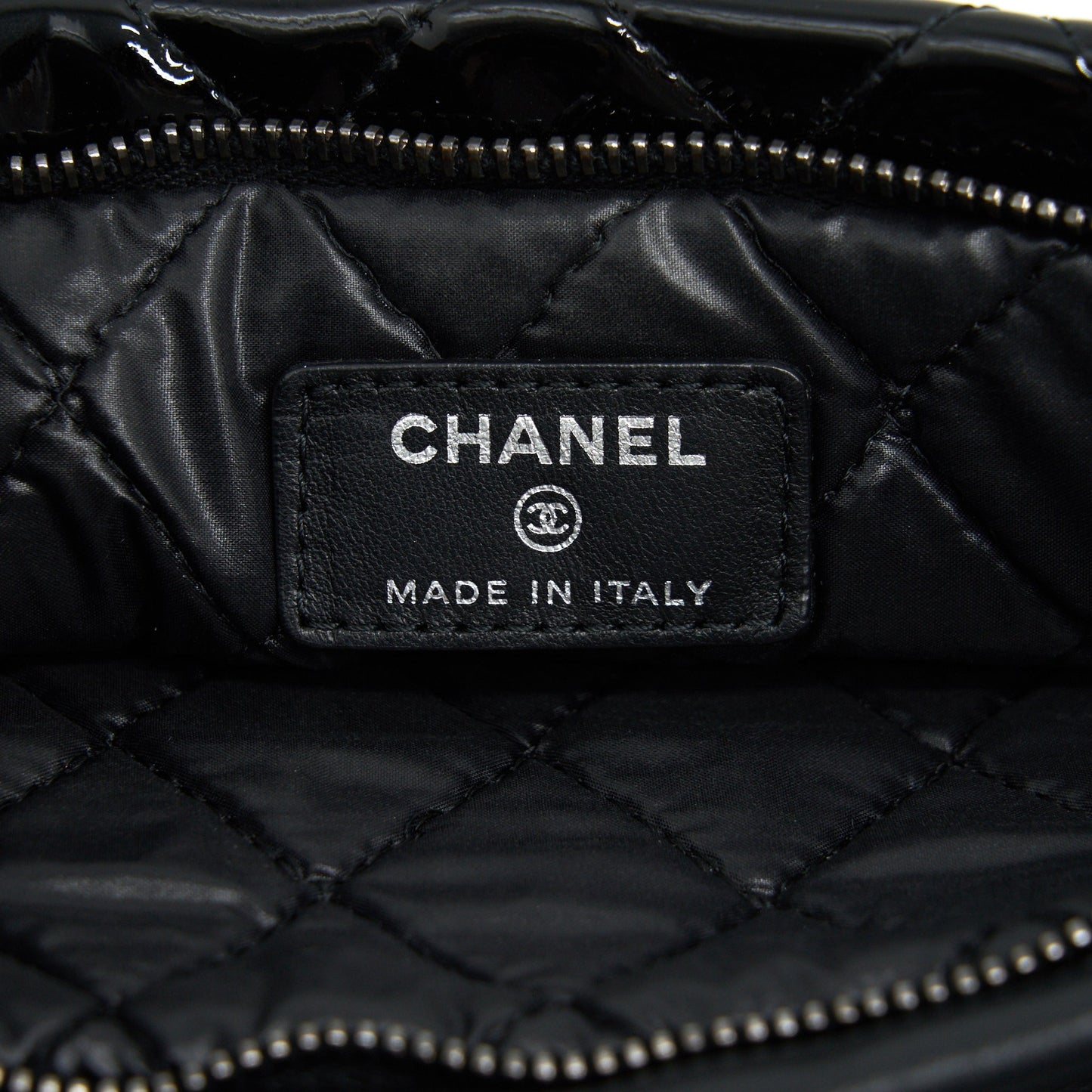 Chanel Fold Over Clutch Patent Leather Black