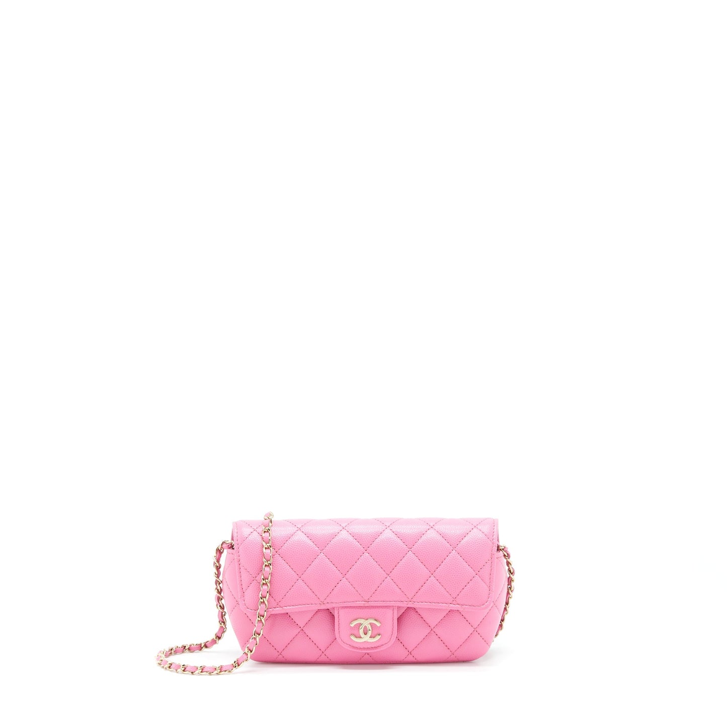 Chanel Glasses Case Flap Bag With Chain Caviar Pink L