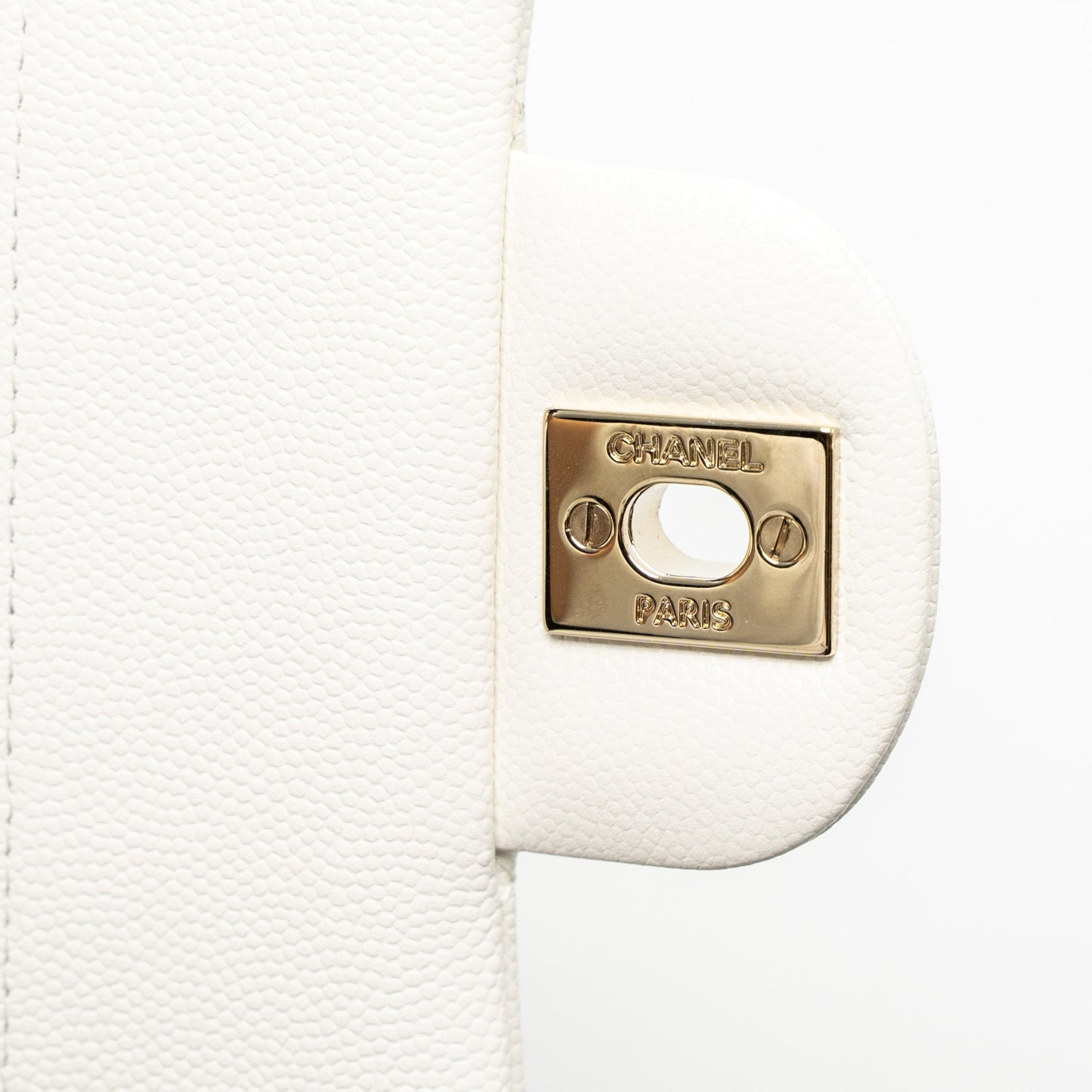 Chanel Small Classic Double Flap Bag Caviar White L (Microchip)